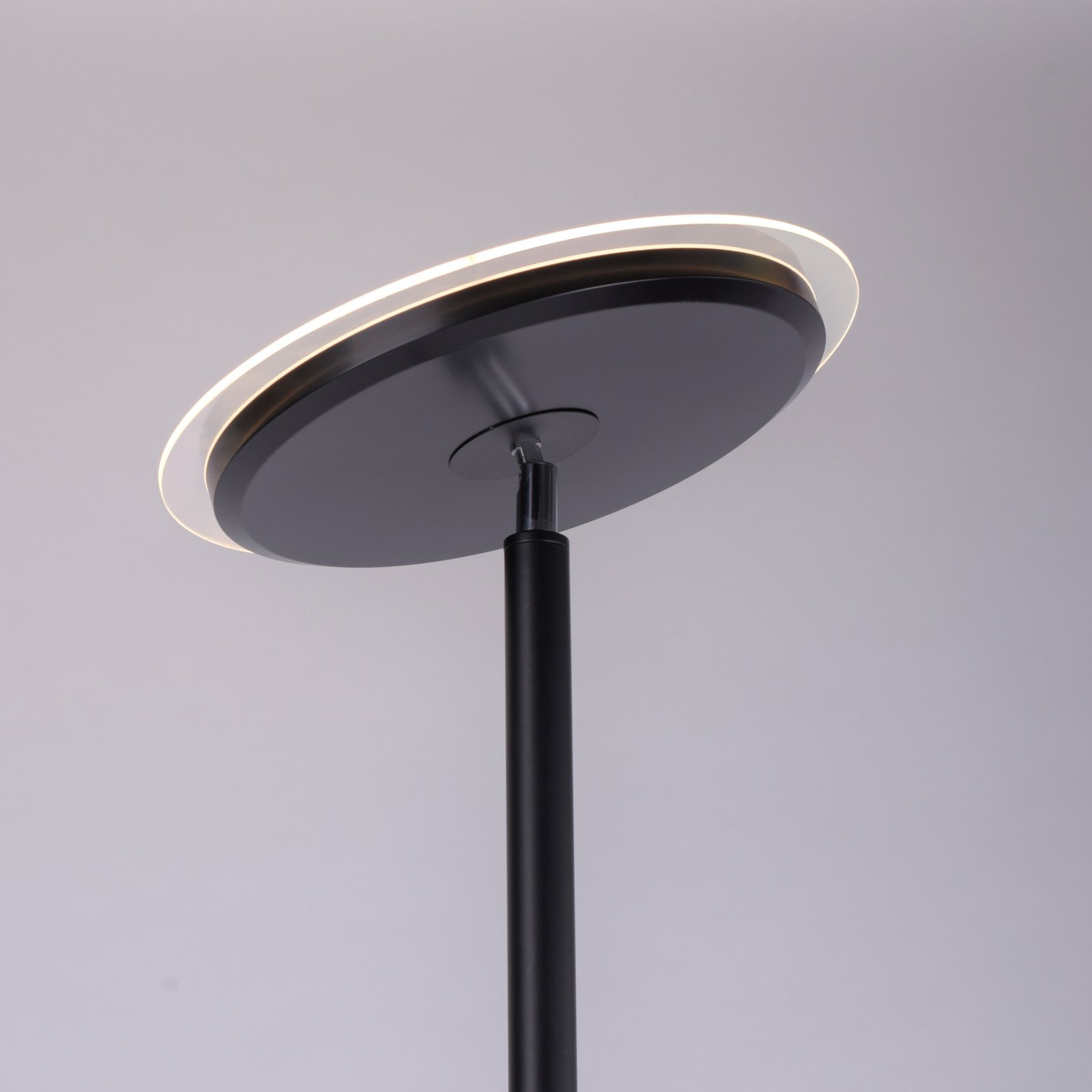 Lampa stojąca LED Hans z lampką do czytania, okrągła, czarna