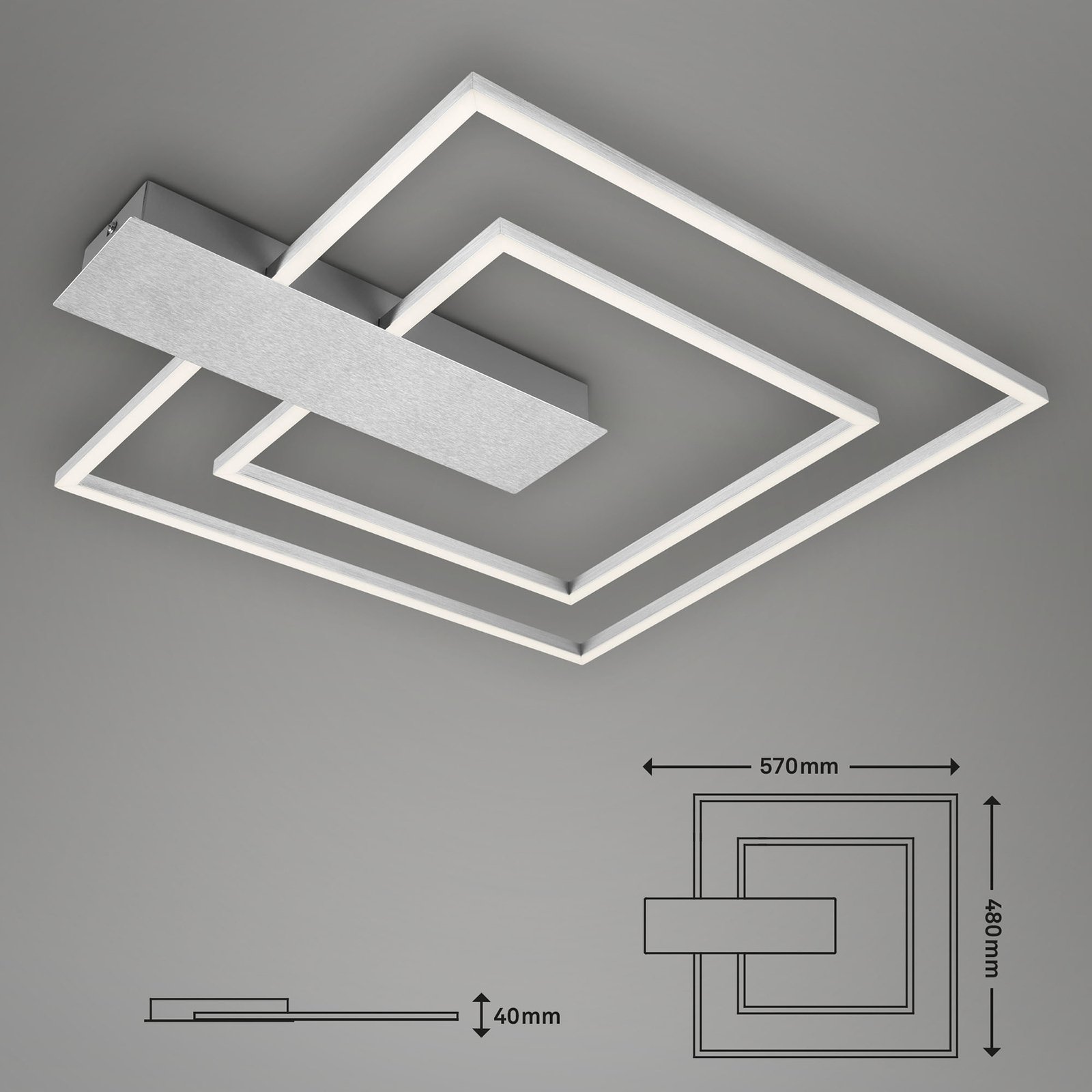 Nico Duo LED ceiling lamp 3,000 K angular chrome