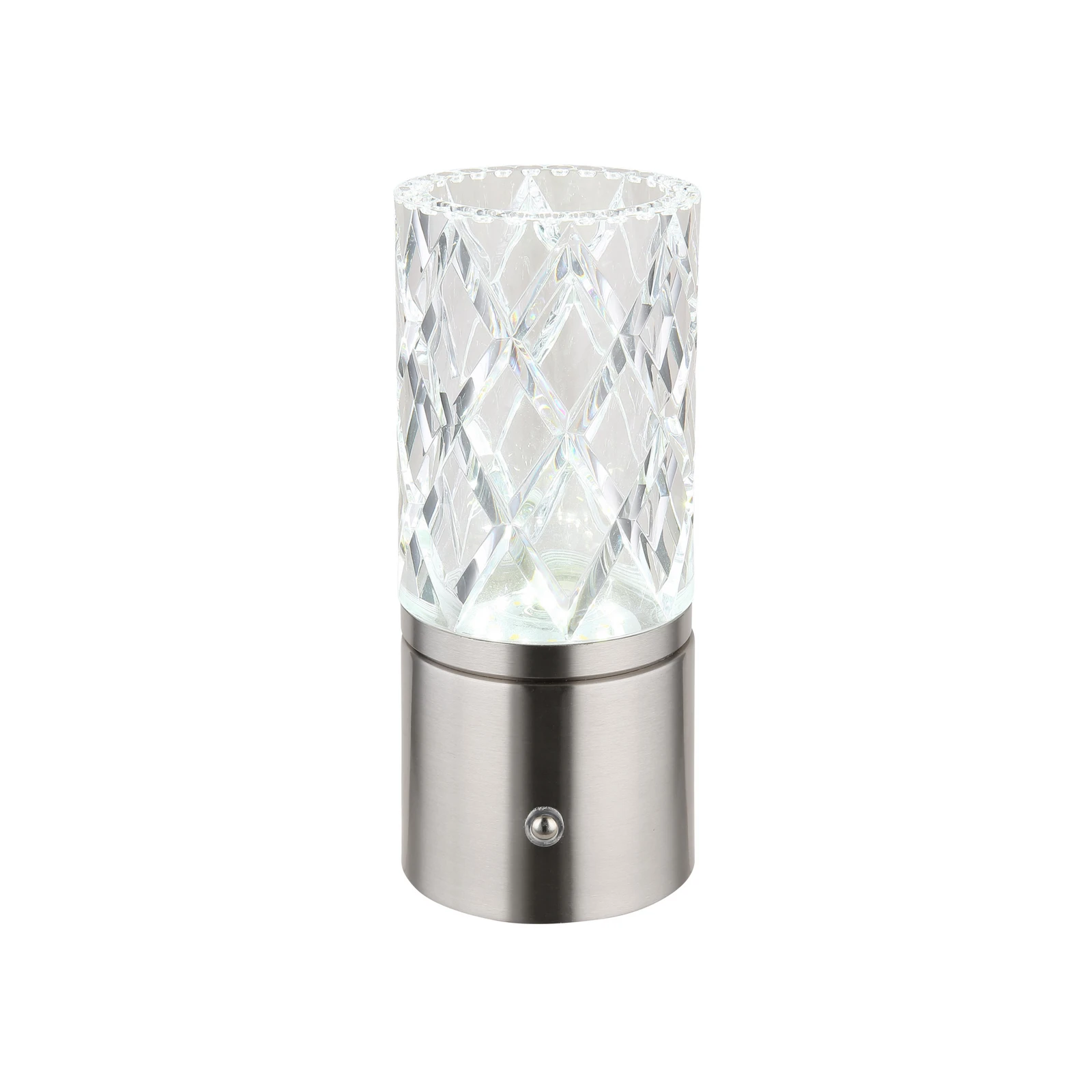 LED акумулаторна настолна лампа Lunki, цвят никел, височина 19 cm, CCT