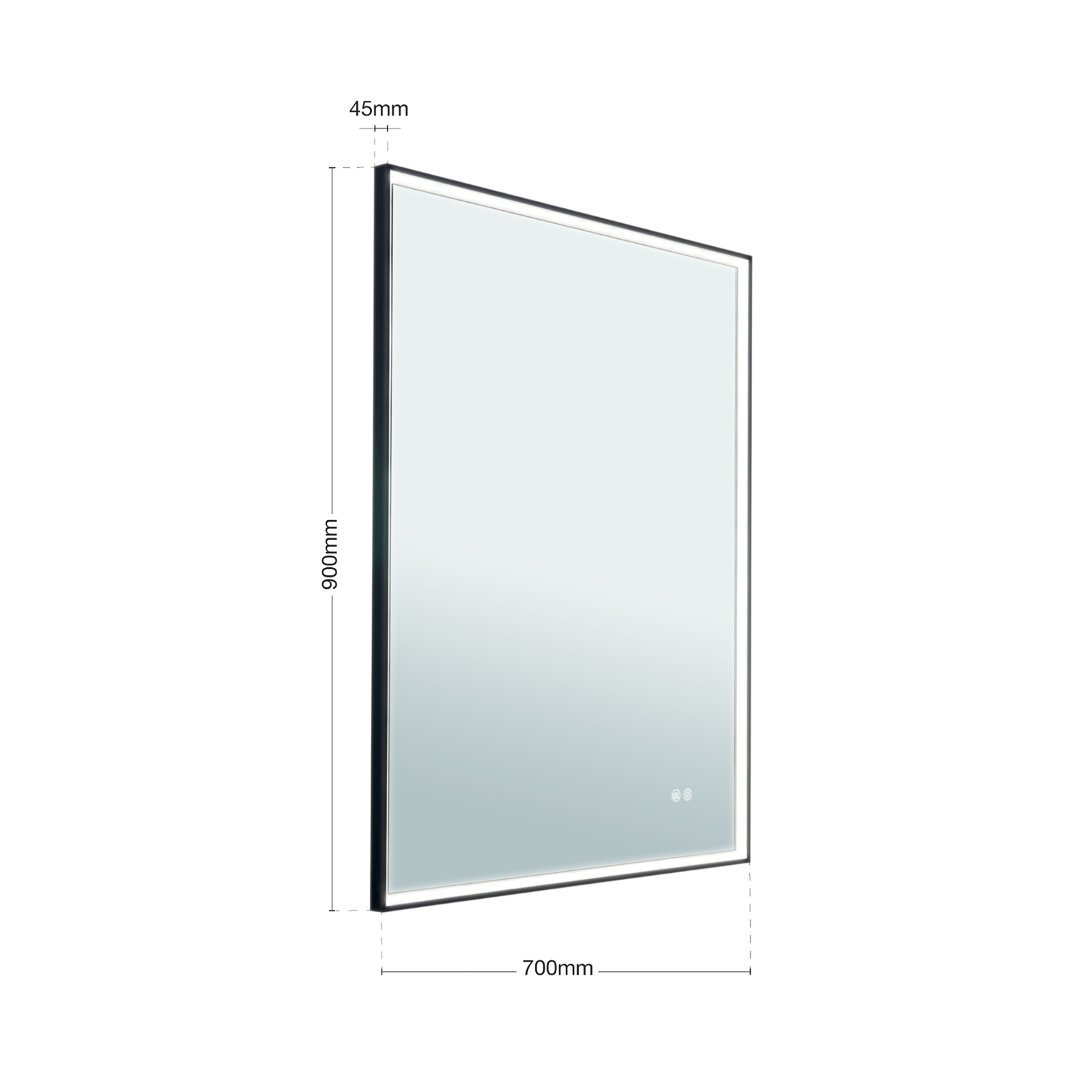 Frame LED mirror, 70 x 90 cm, CCT, anti-fog, dimmable