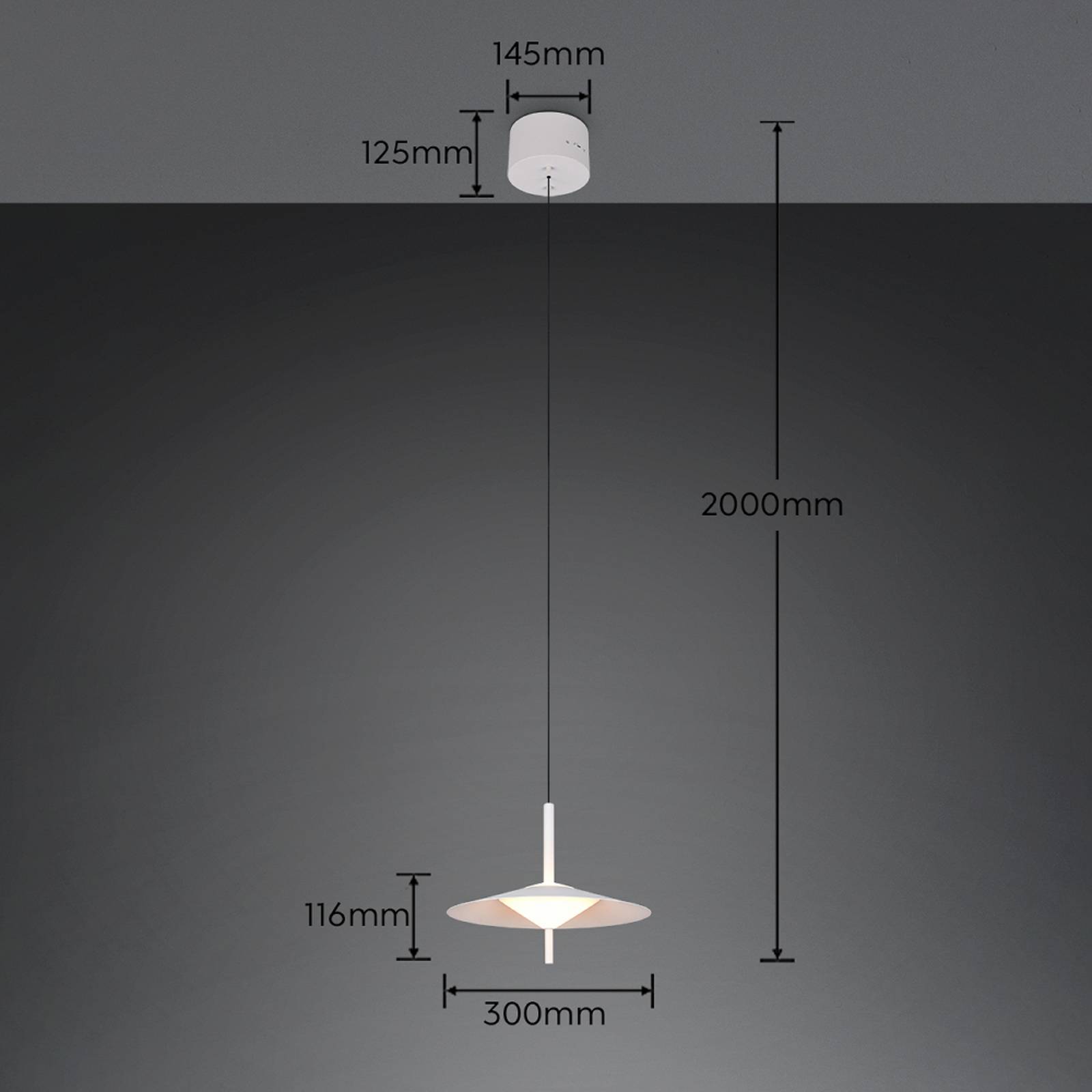 LED-hengelampe Amalo, matt hvit, Ø 30 cm, metall, CCT