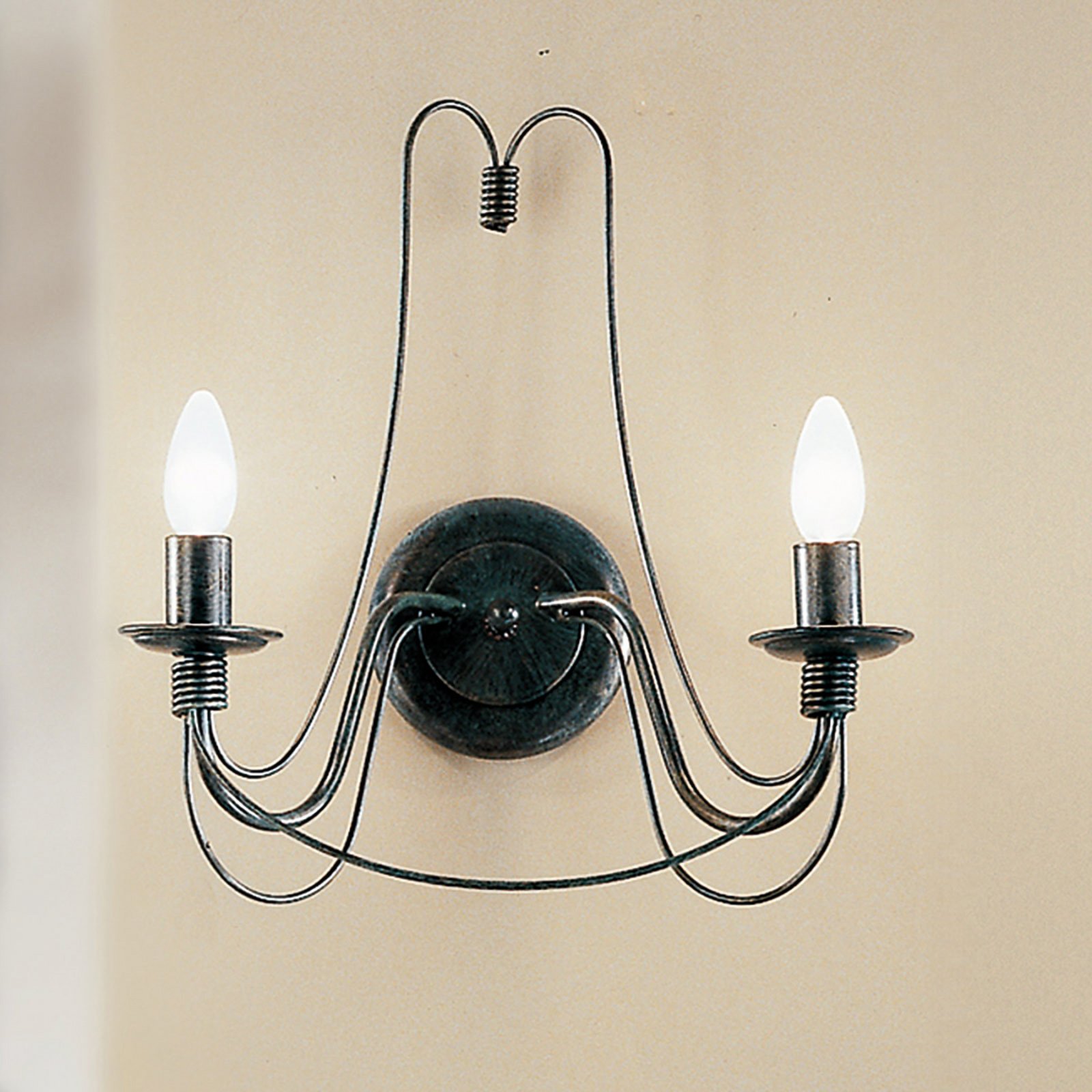 Wall light Vela, 2-bulb, black-green antique