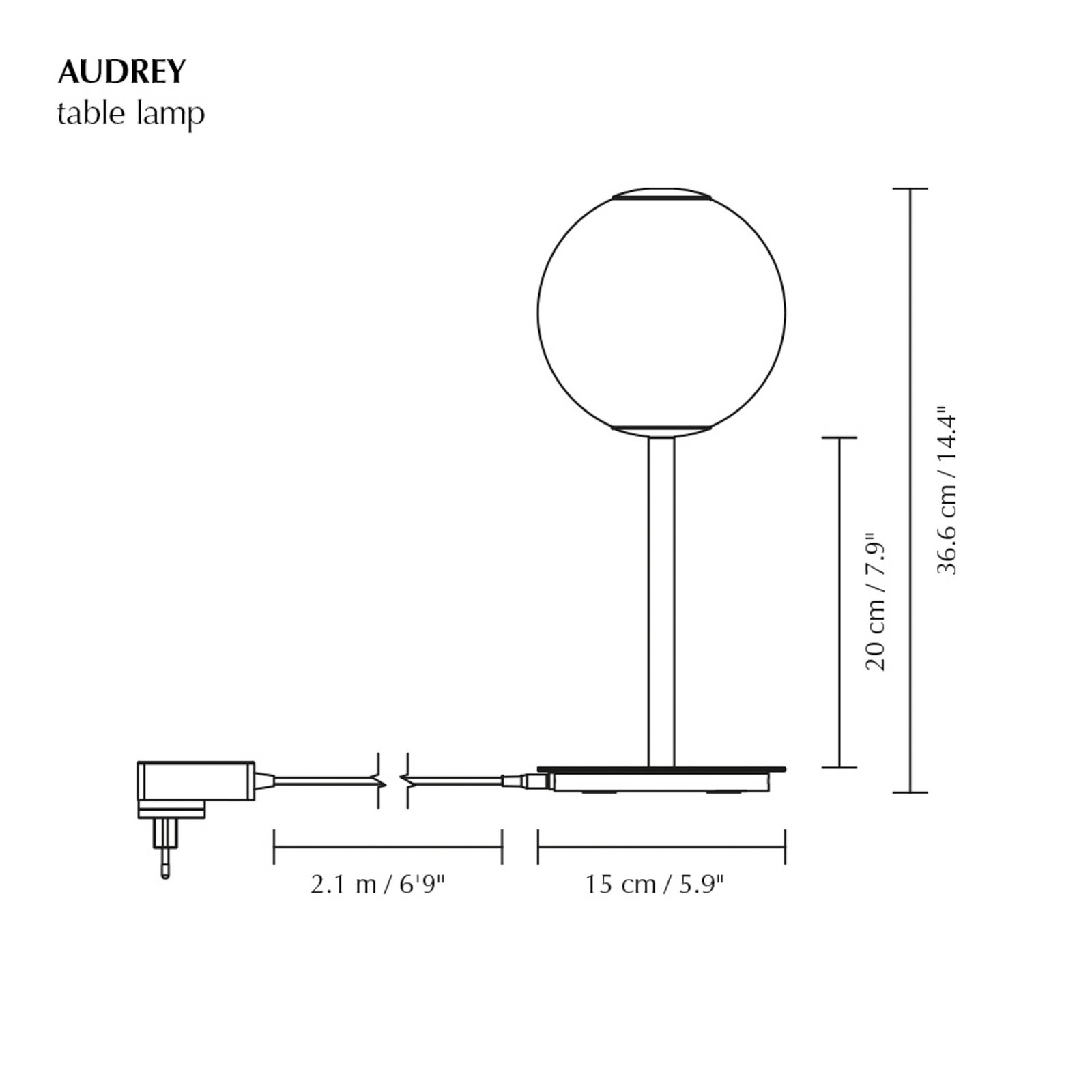 Candeeiro de mesa LED Audrey, cor aço, altura 37 cm - UMAGE