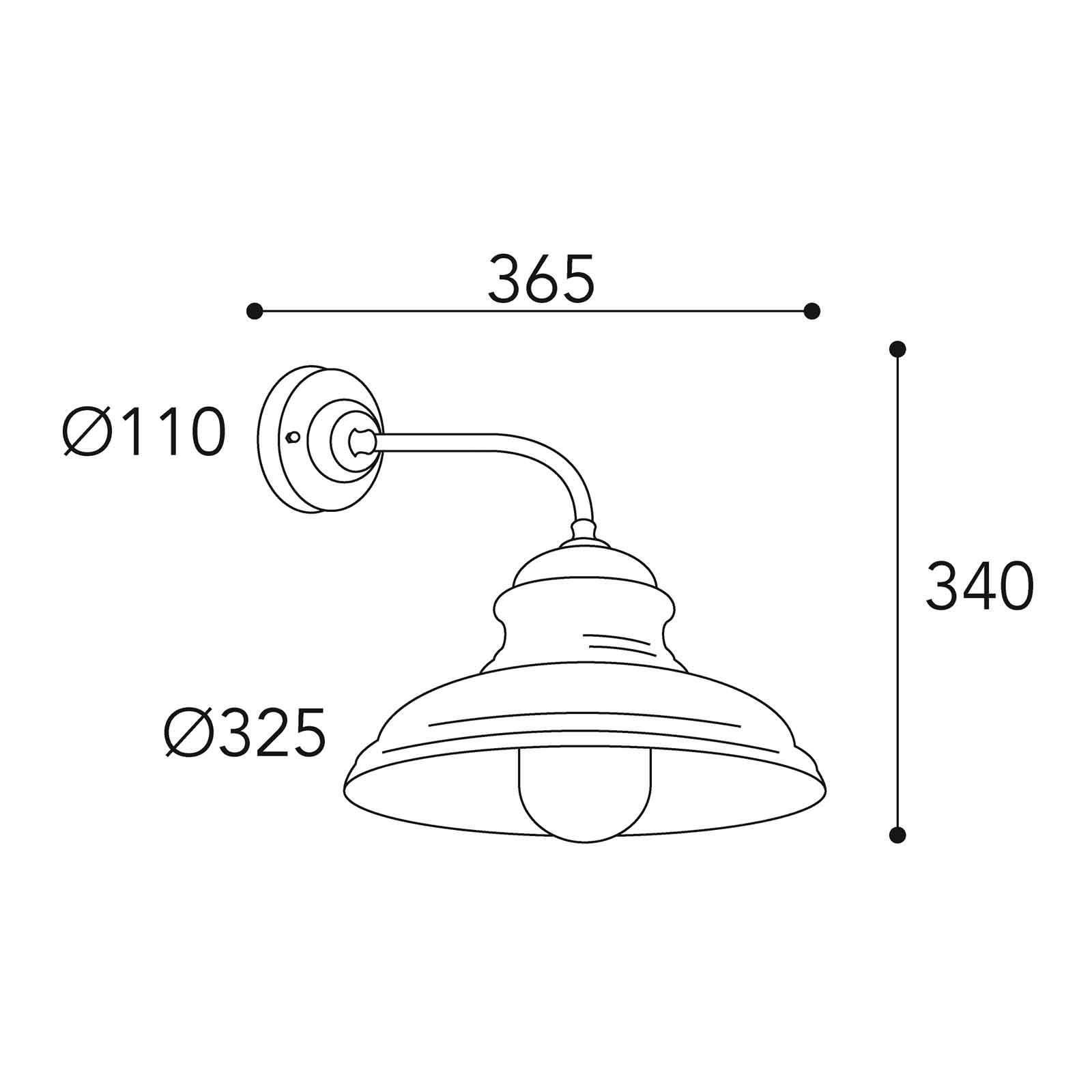 Moretti Luce Utomhusvägglampa Mill 1595 mässing antik/klar