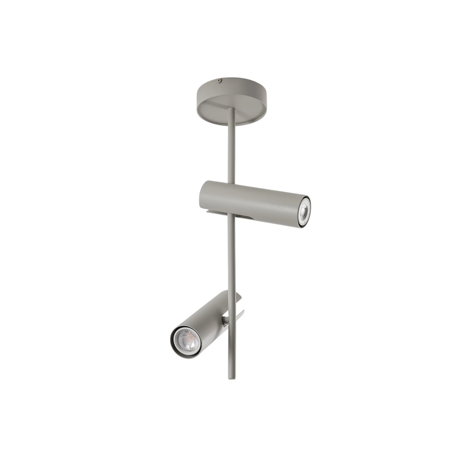 Spot de teto Leda 2, taupe, 2 lâmpadas, aço, GU10, altura 55 cm