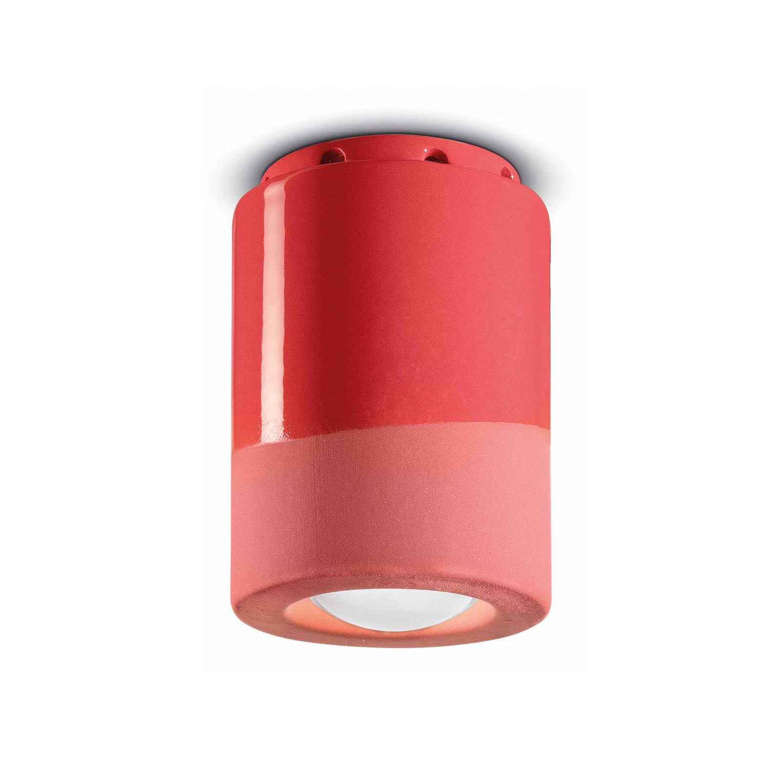 ferroluce plafonnier pi, cylindrique, ø 8,5 cm, rouge