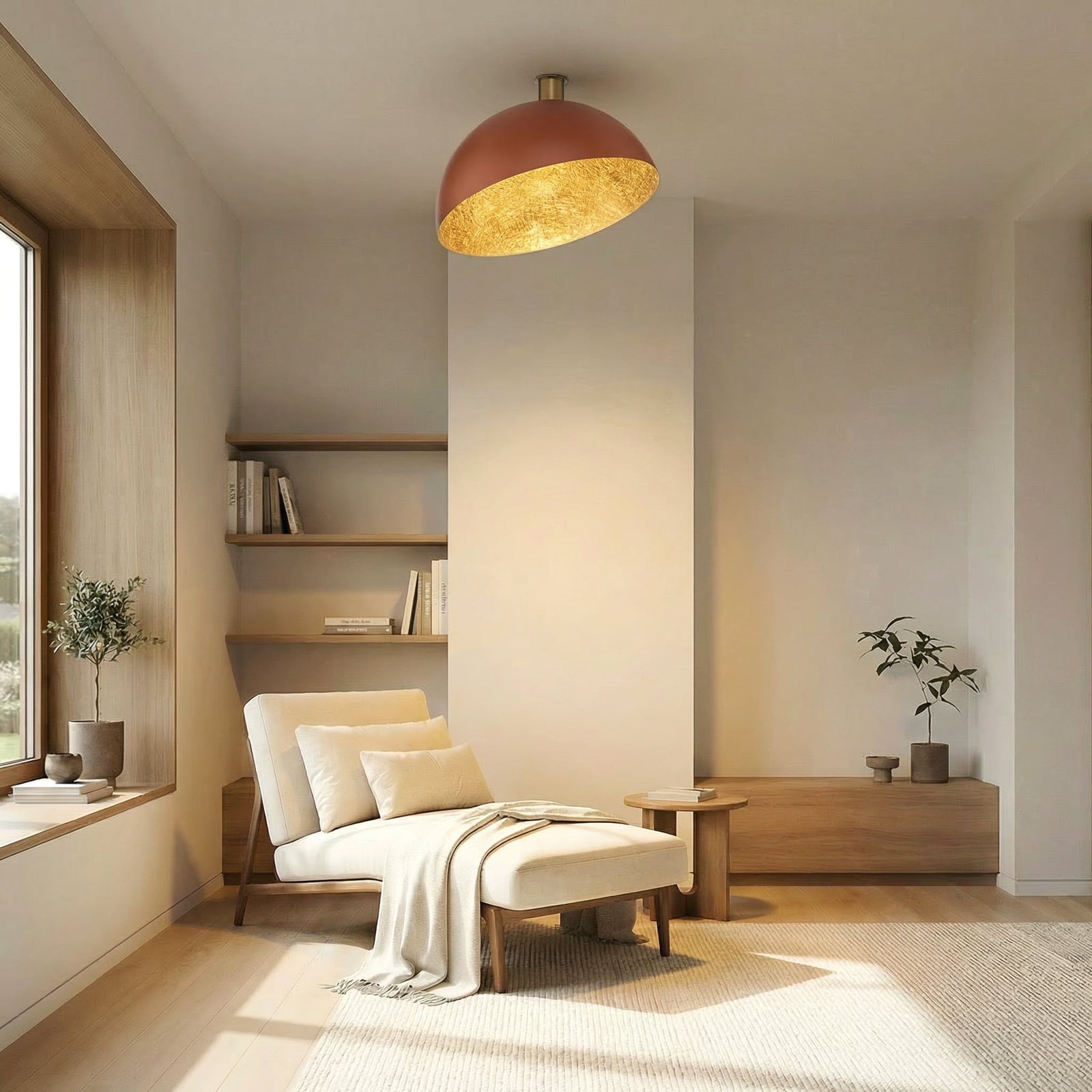 Deckenleuchte Sfera, Ø 50cm, rot/gold, Metall, E27