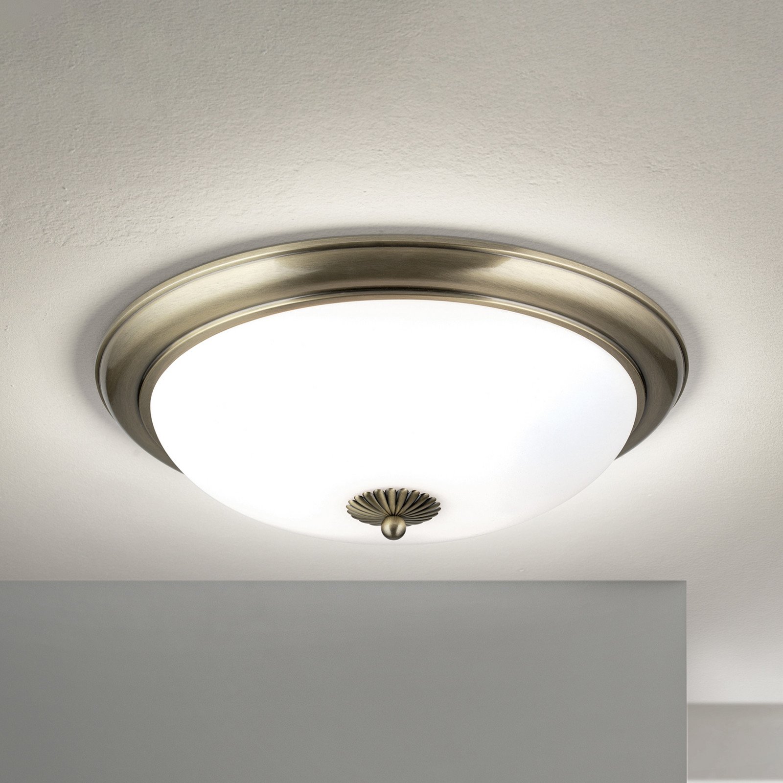ORION Plafonieră Empire Ø 48 cm alamă antică sticlă opală mată - Camera de zi / sufragerie - Antichitate - alamă antică opal mat - Metal