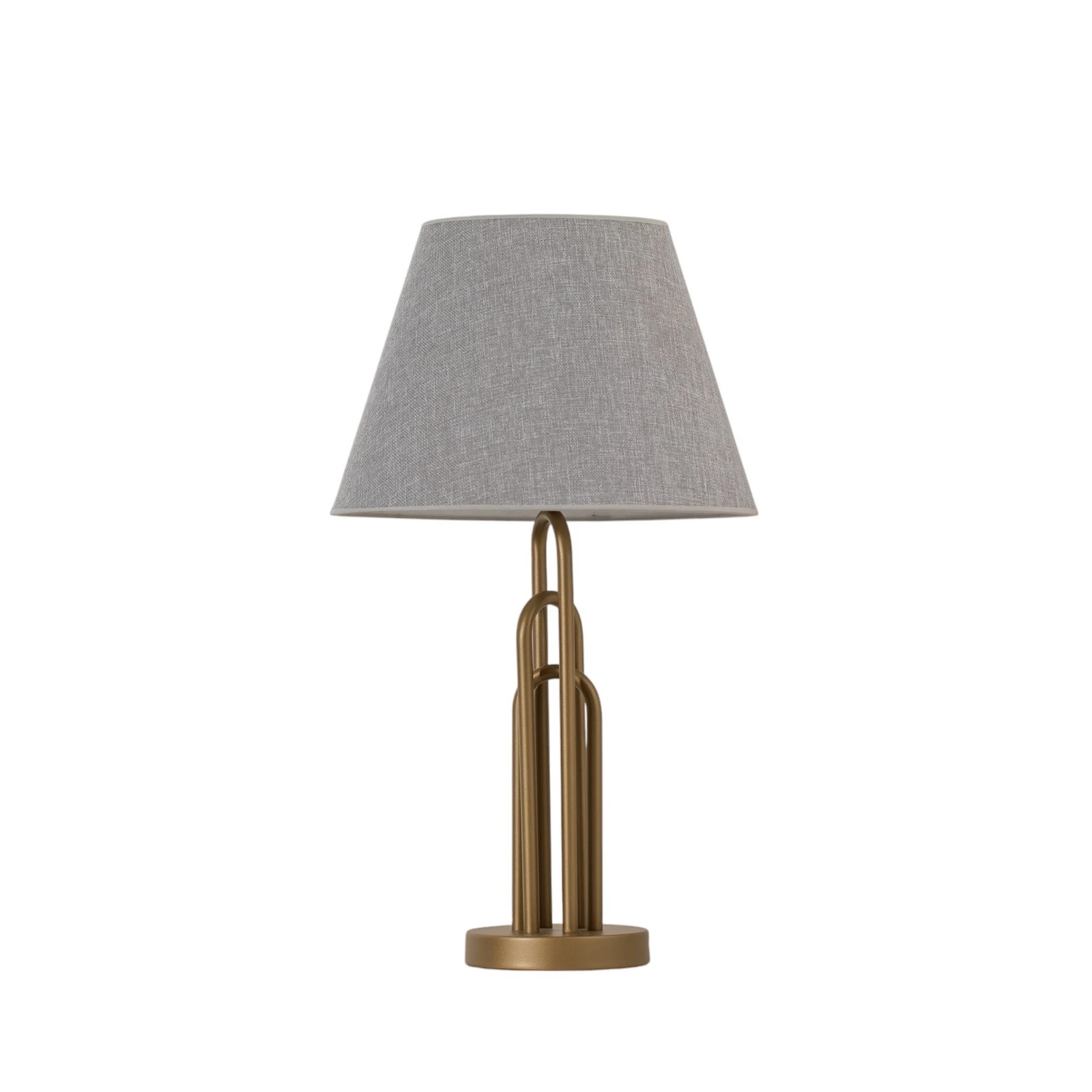 Galda lampa Lazar, pelēka/antīka zelta krāsā, augstums 65 cm, tekstils/metāls
