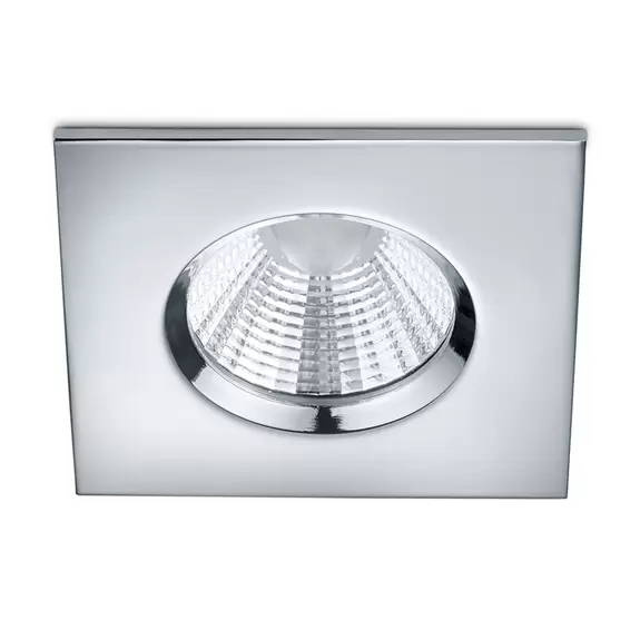 Lampenwelt Eckiger LED-Einbauspot Zagros IP65, chromfarben