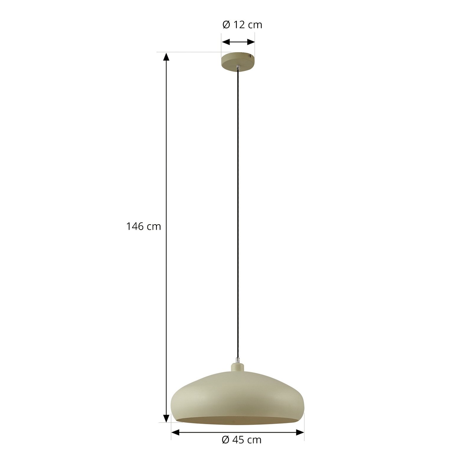 Závesné svietidlo Lindby Elover, svetlozelené, Ø 45 cm, železo