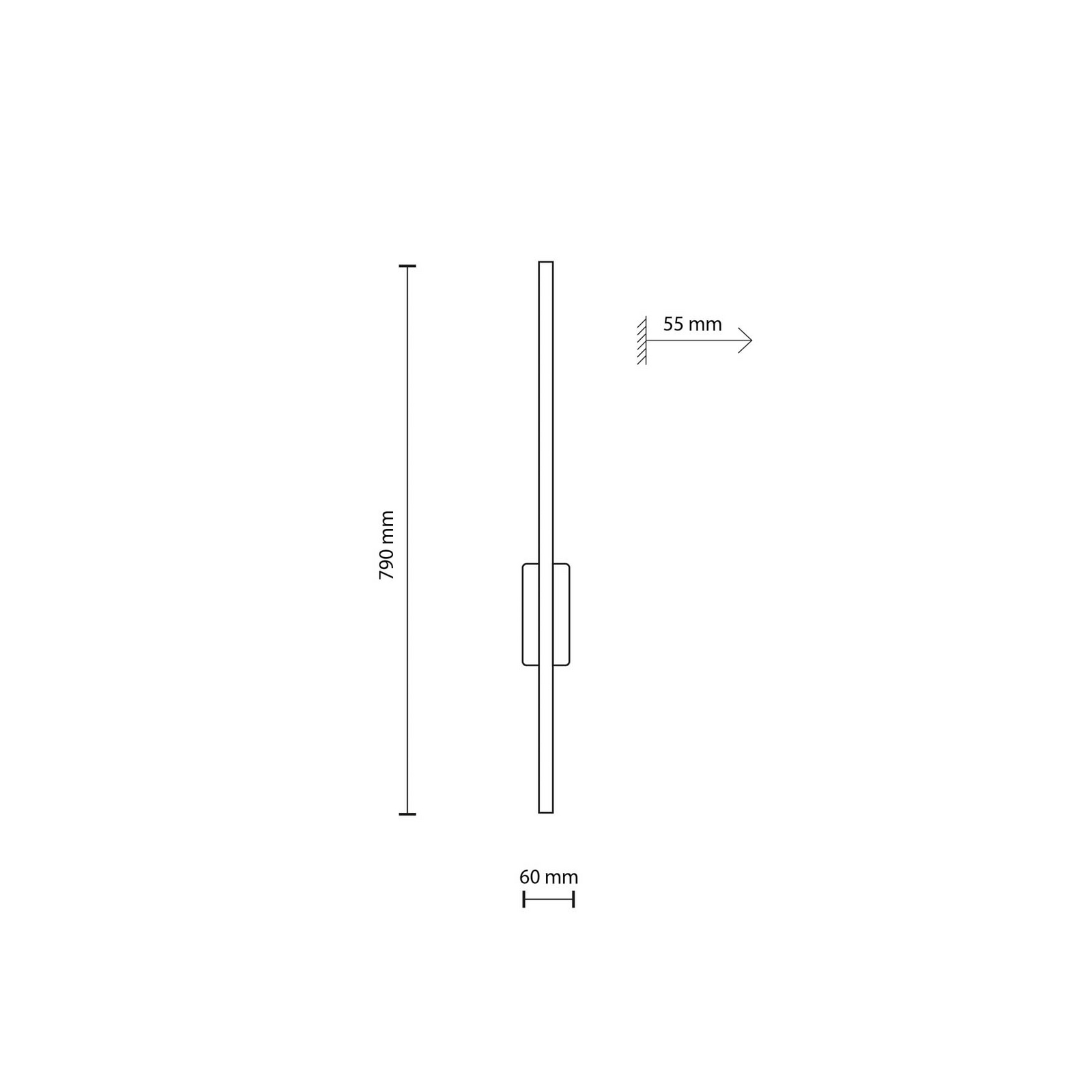 LED-væglampe Flash, sort, højde 79 cm, metal 1 lyskilde