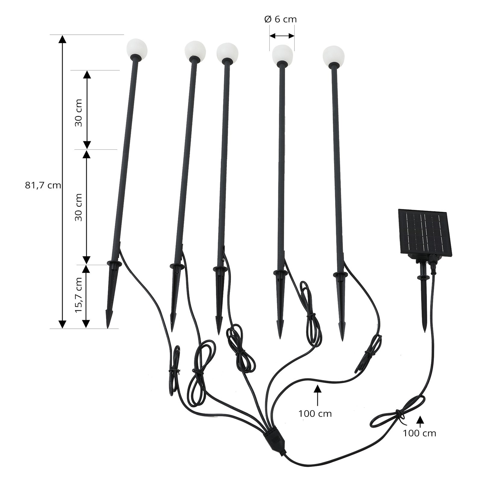 Lindby LED aurinkovalaisin Freydis 5 Kpl Musta 2 000 K Nettilamppu fi