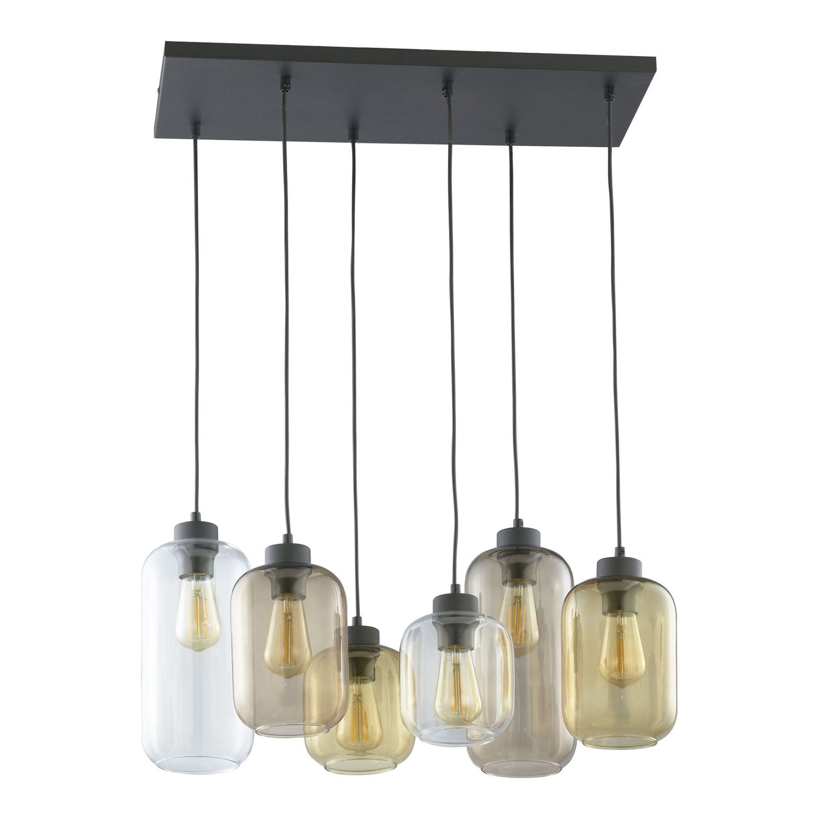 Hanglamp Marco Brown, 6-lamps, helder/bruin