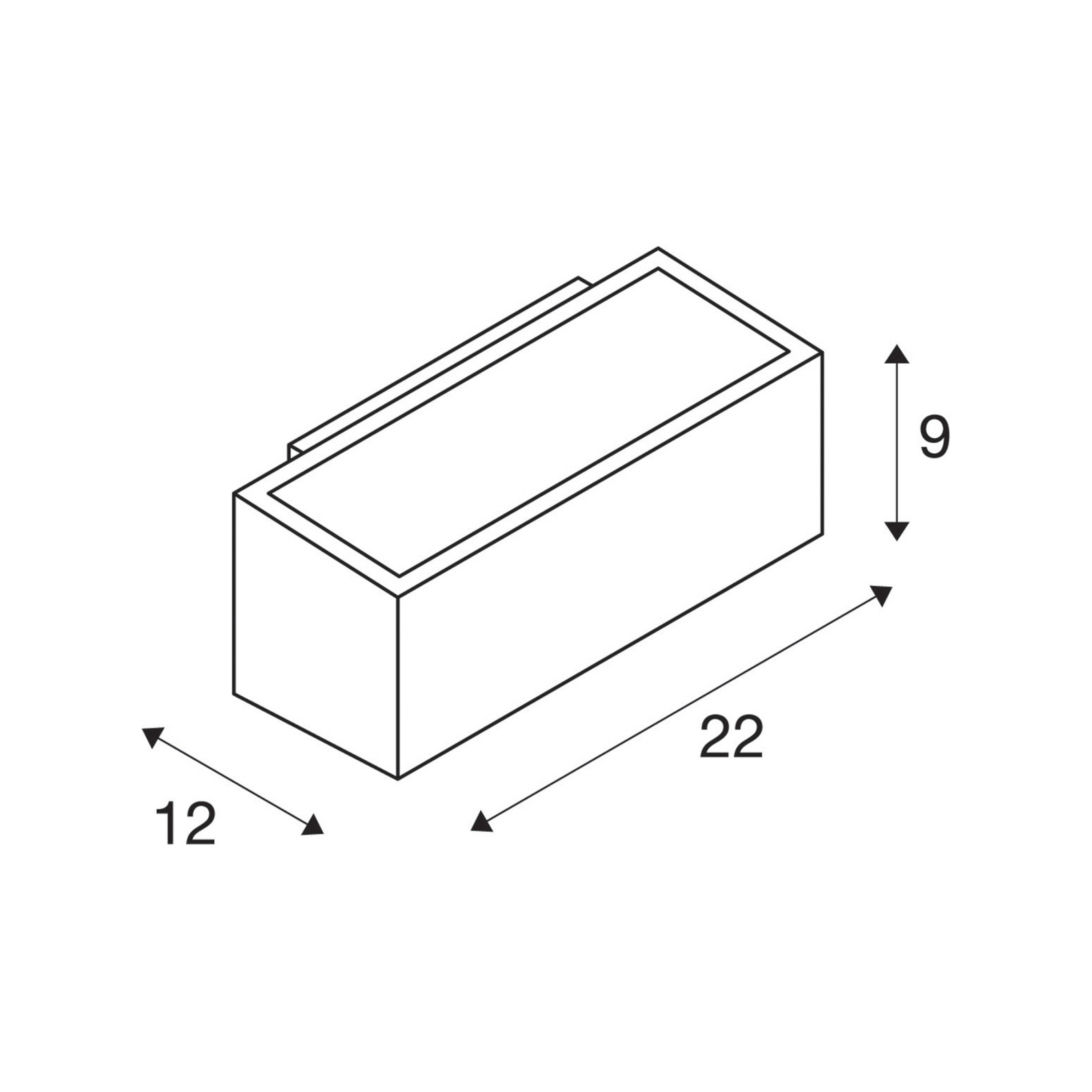 Aplique de pared SLV Box, antracita, aluminio, anchura 22 cm, arriba/abajo