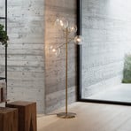Candeeiro de pé IDEAL LUX Equinoxe, latão/transparente, altura 166 cm