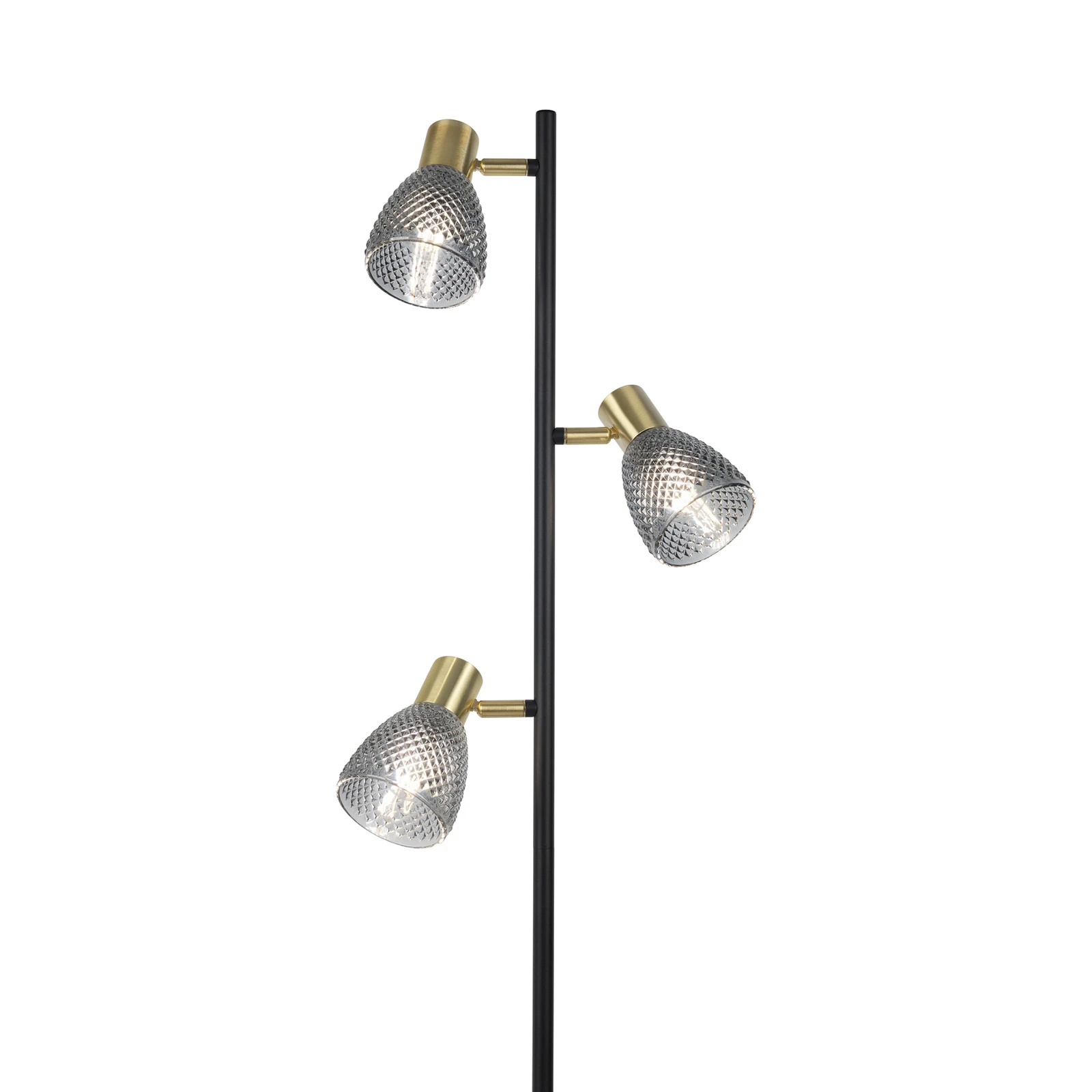 Stāvlampa Lindita, 3-degļu, stikls, dzelzs, dūmu pelēka, E14