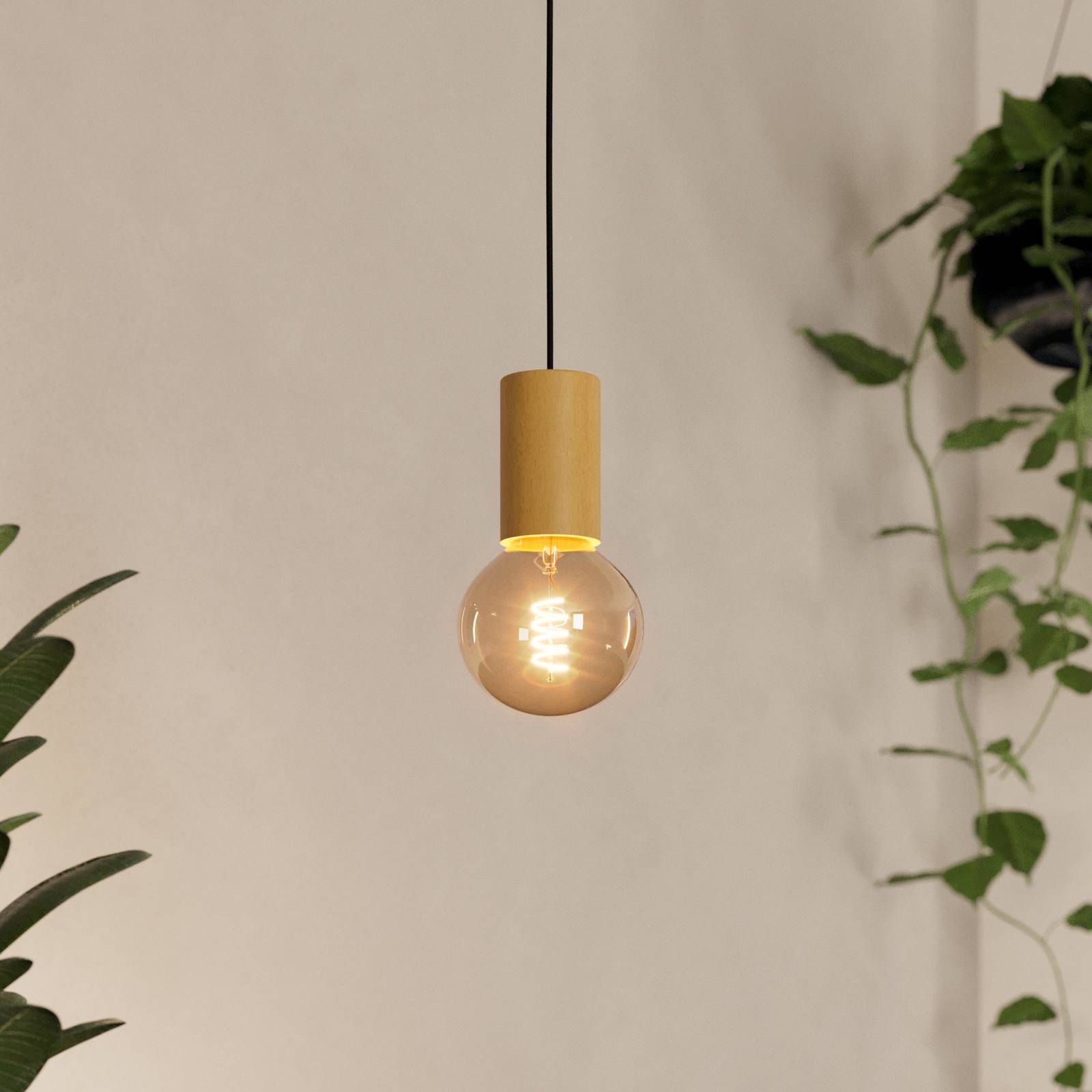 EGLO Suspension Pozueta 1, à 1 lampe, noire/marron