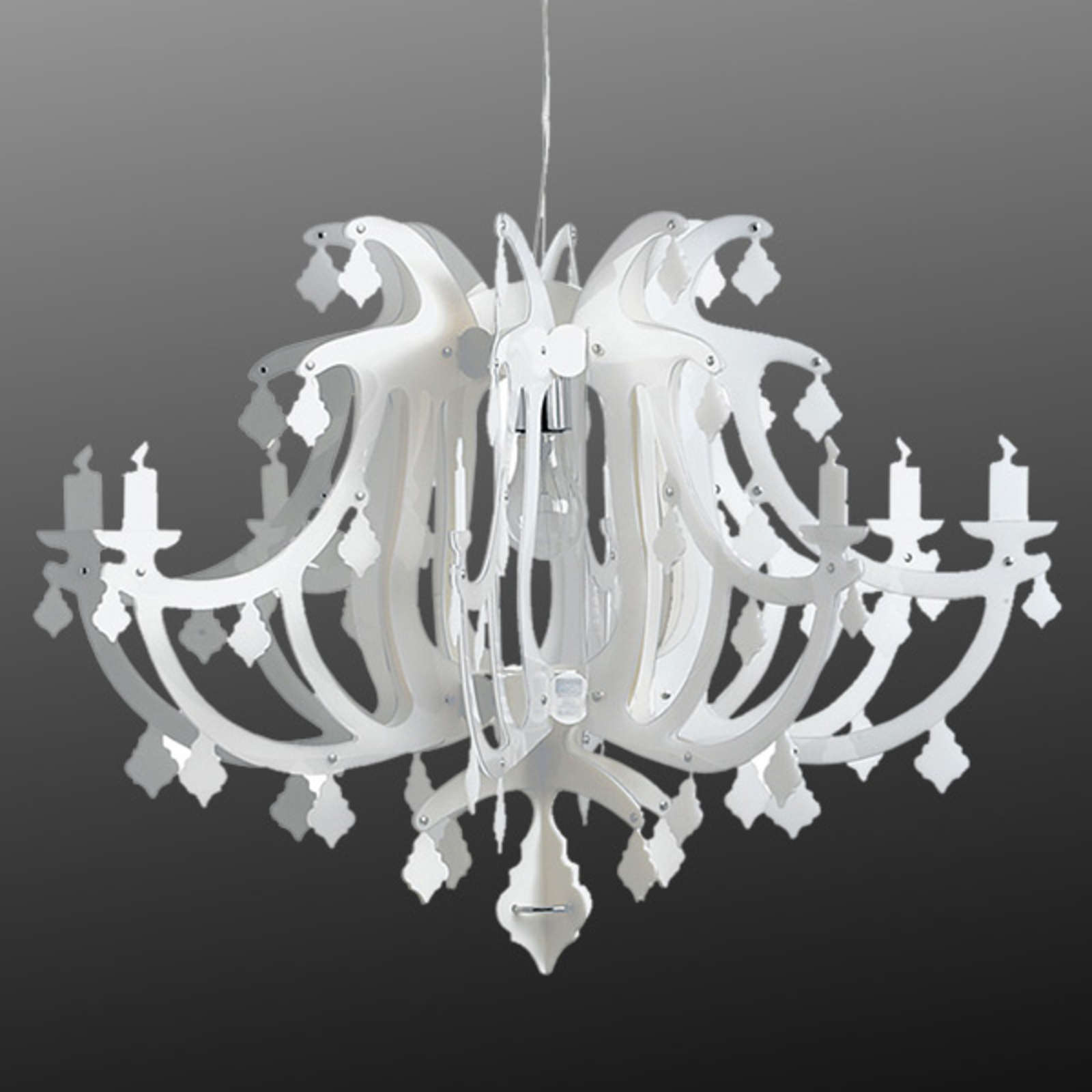 Slamp White Ginetta designer hanging light, for Living / Dining Room, Opalflex®, Cristalflex®, E27, 100 W, energy efficiency: A++, H: 58 cm