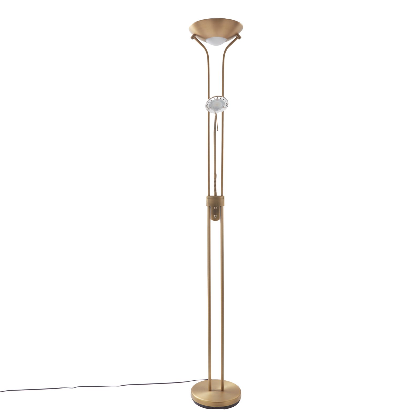 Lindby LED-Standleuchte Josefin, bronze, Leselicht, dimmbar