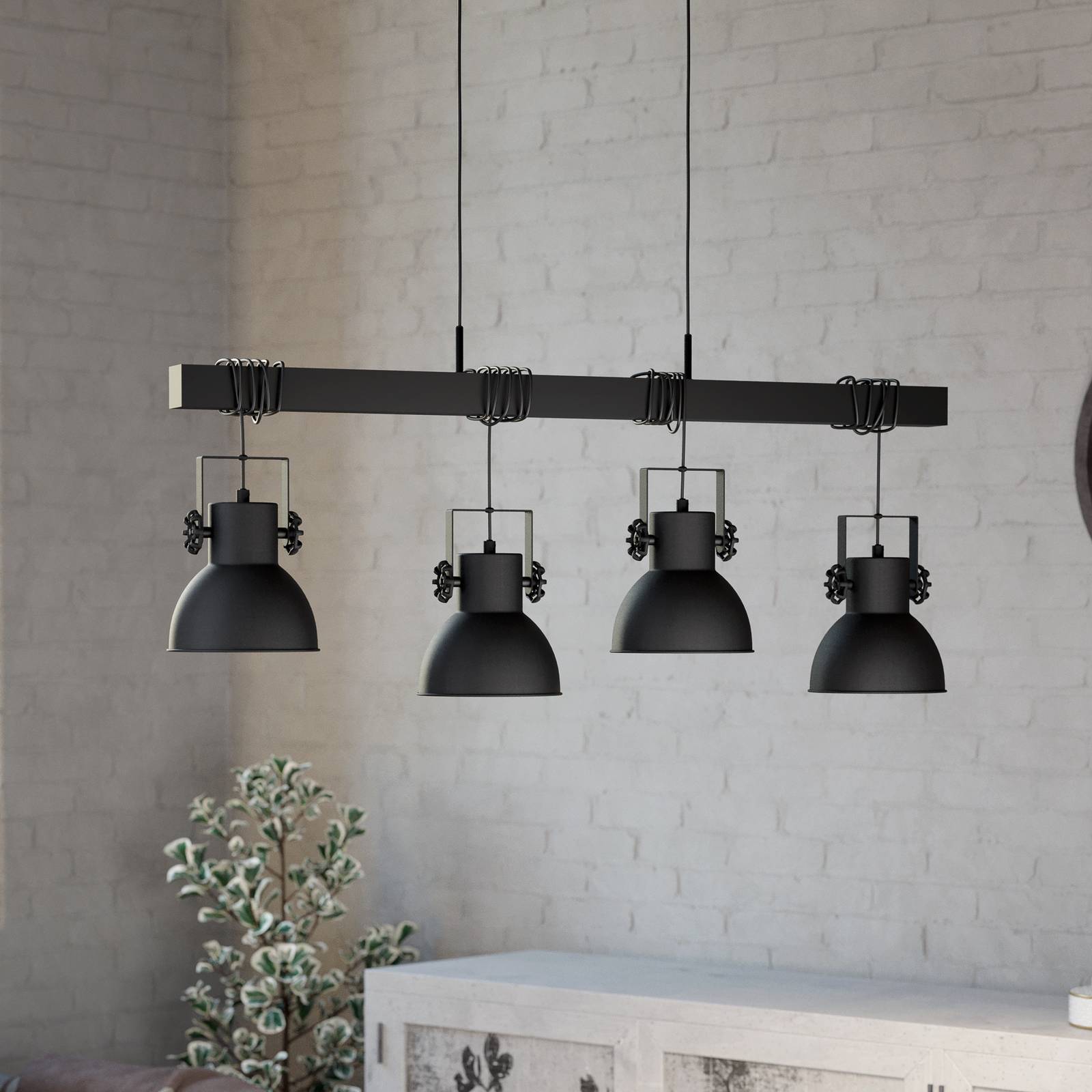Hängeleuchte Shirebrook, vierflammig, schwarz günstig online kaufen