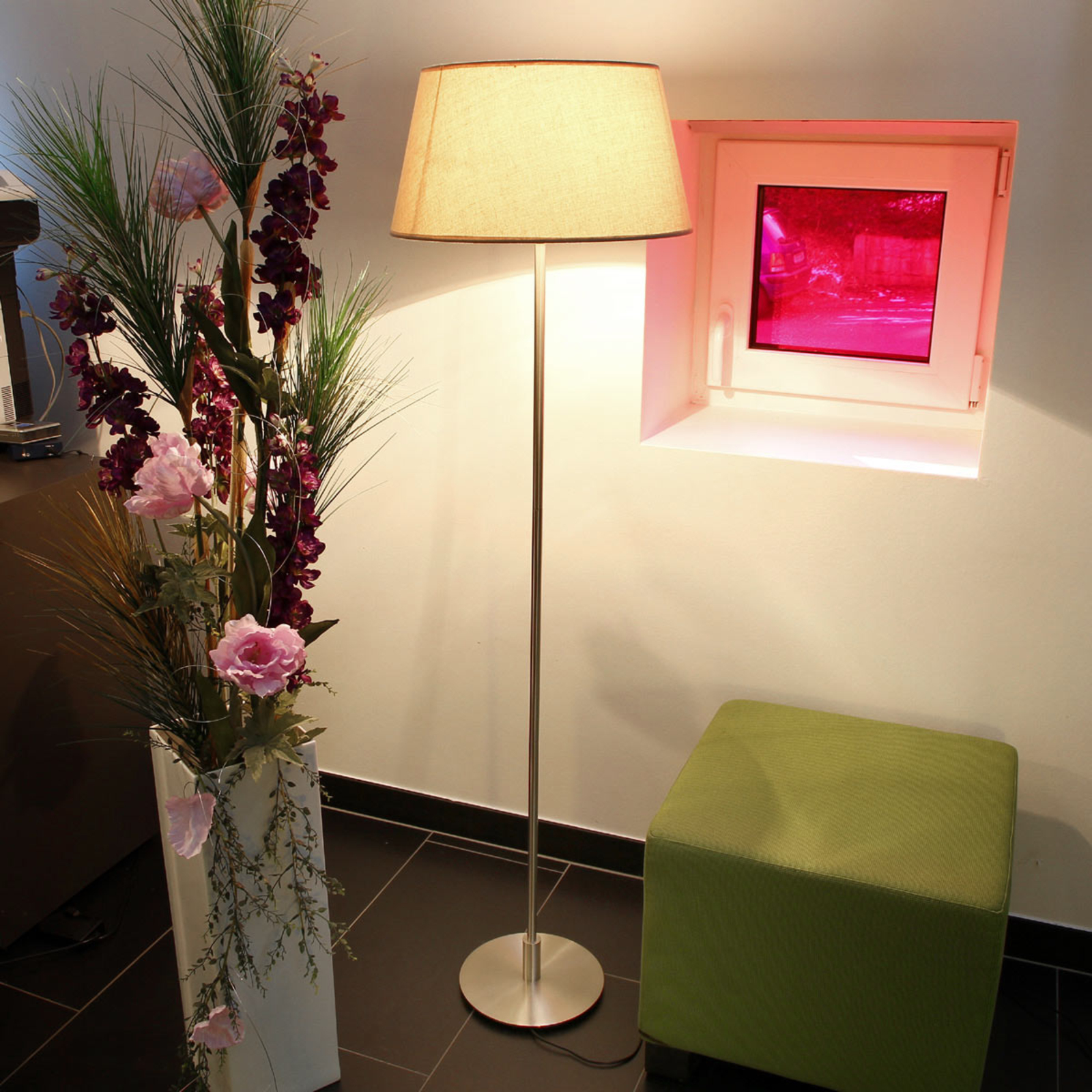FARO BARCELONA Mitic Elegant Floor Lamp, for Living / Dining Room, Metal, fabric, E27, 60 W, energy efficiency: A++, H: 150 cm