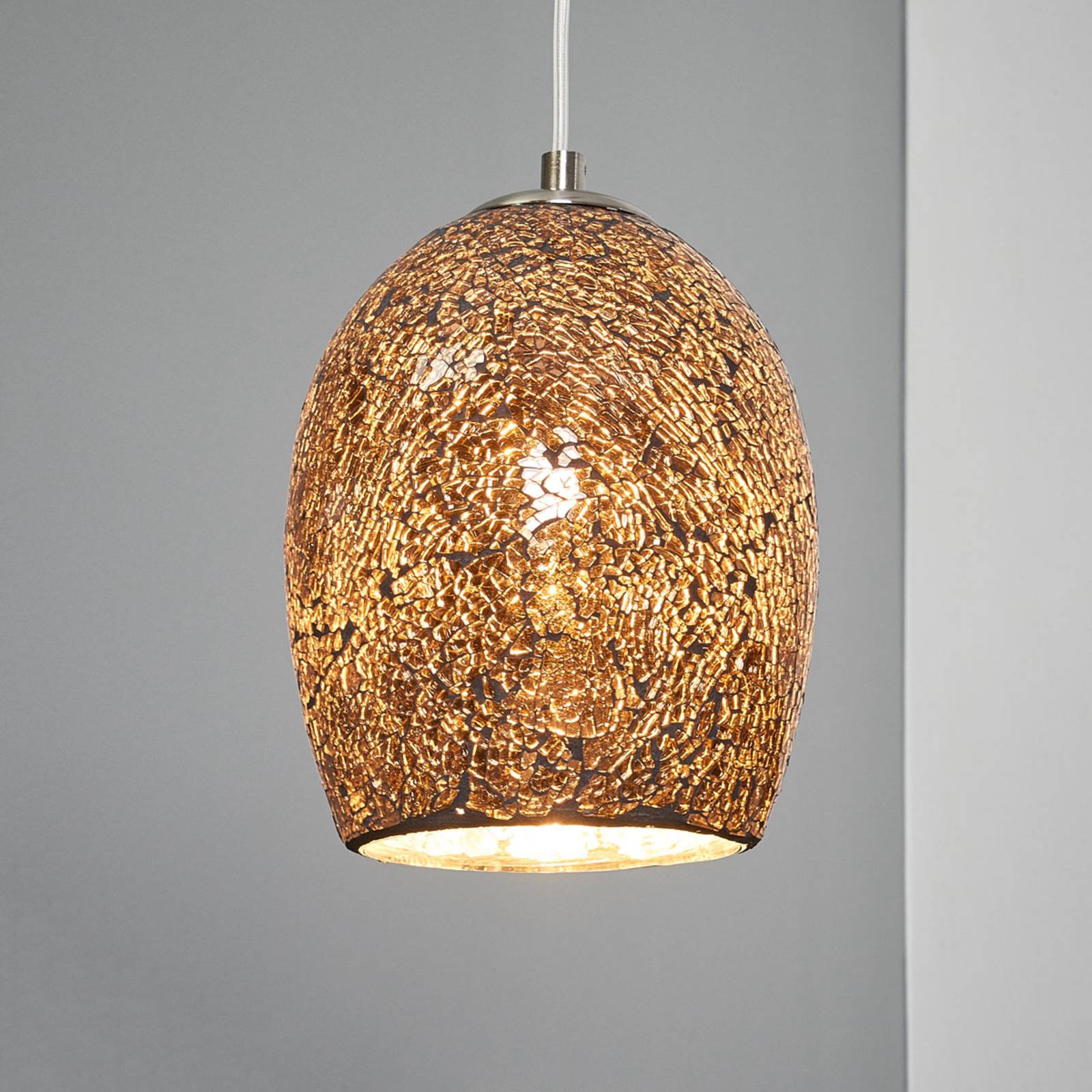 Lampa wisząca mozaika Crackle chrom-brąz