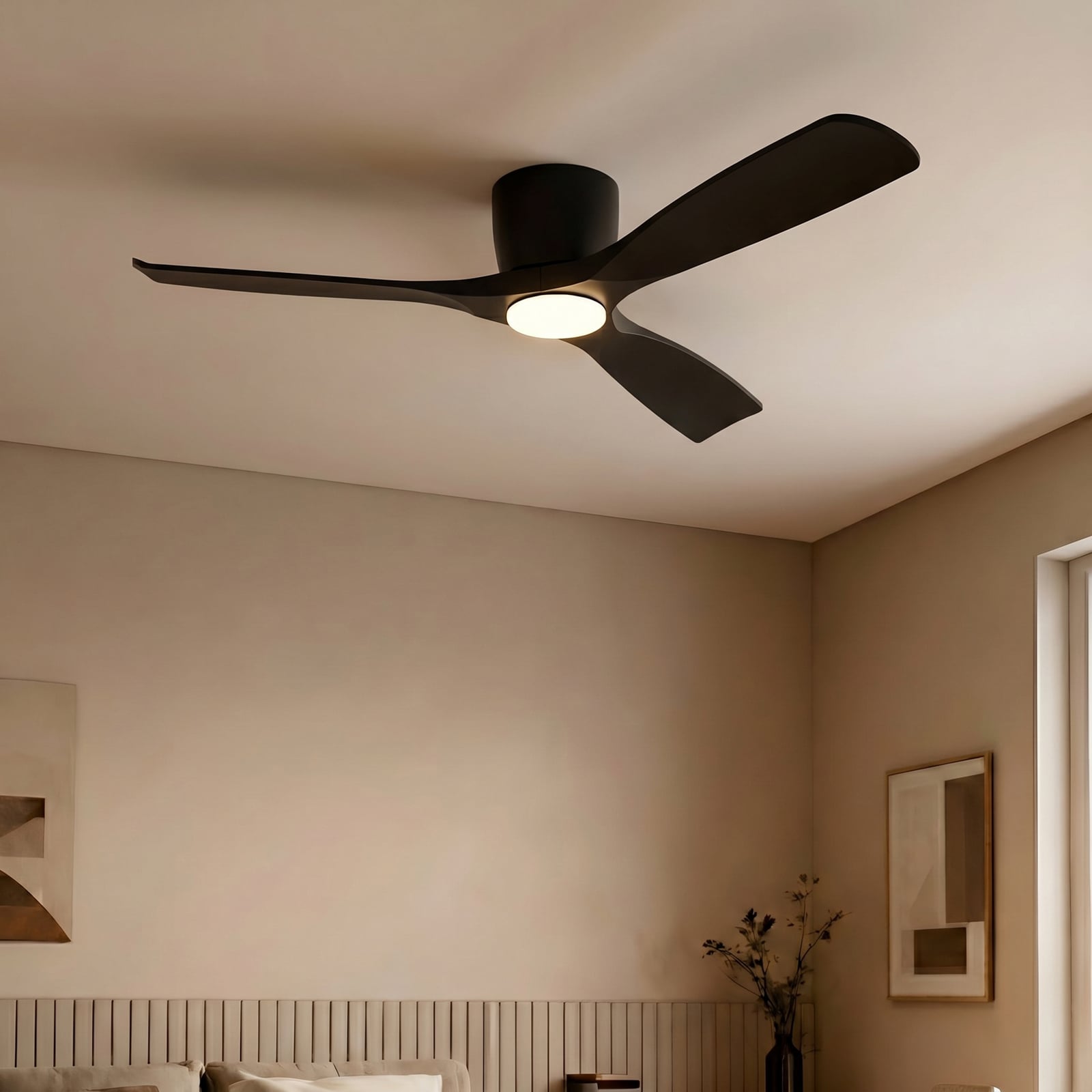 Lucande Smart LED-Deckenventilator Moneno, schwarz, DC, Tuya