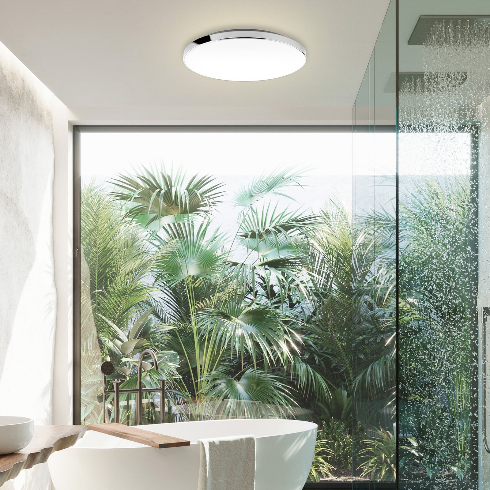 LED lubų lempa 3351216 chromas/balta, Ø 35,5 cm, 4000 K, IP44