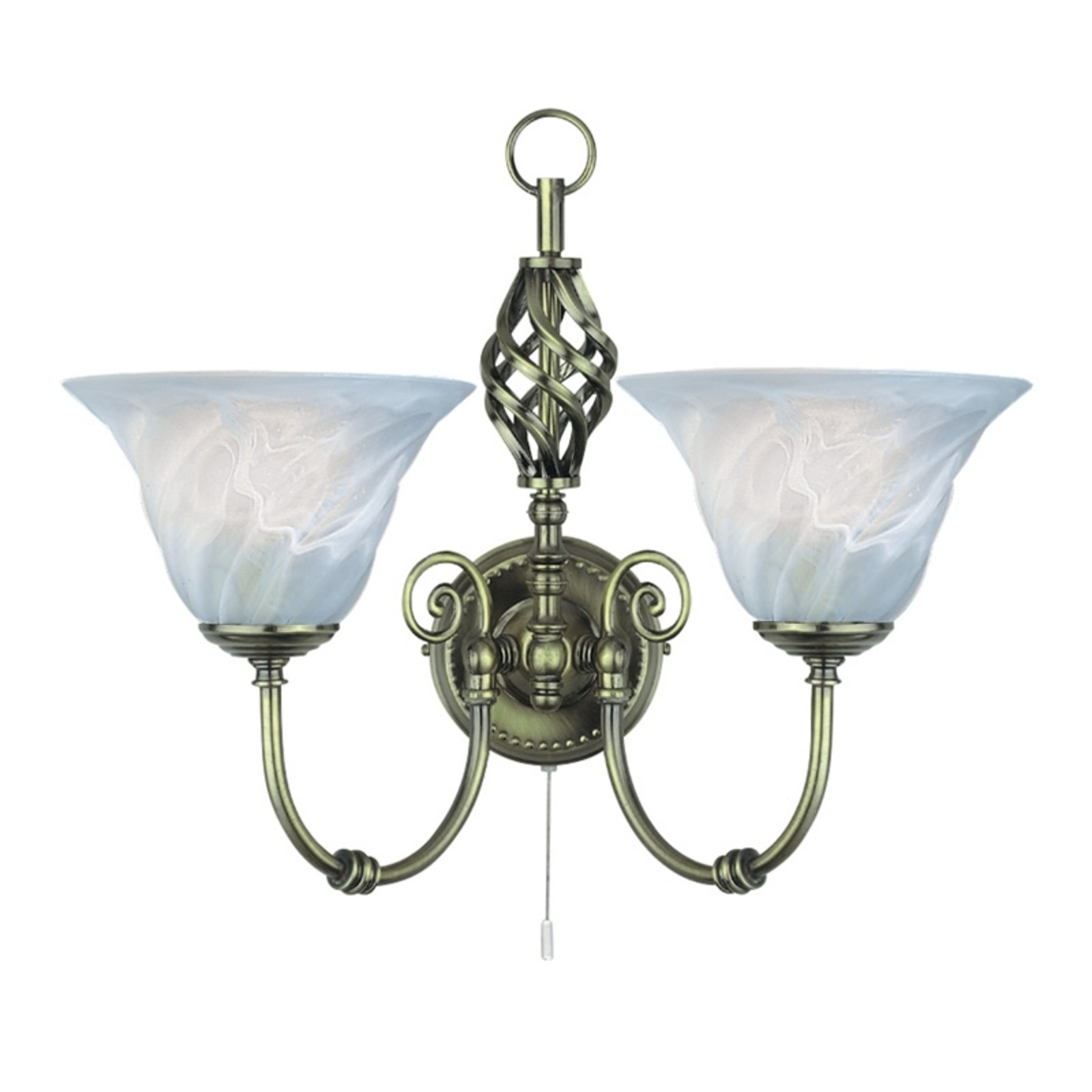 Searchlight Traditional Cameroon wall light with switch, for Living / Dining Room, metal, glass, E14, 60 W, energy efficiency: A++, W: 40 cm, H: 33 cm