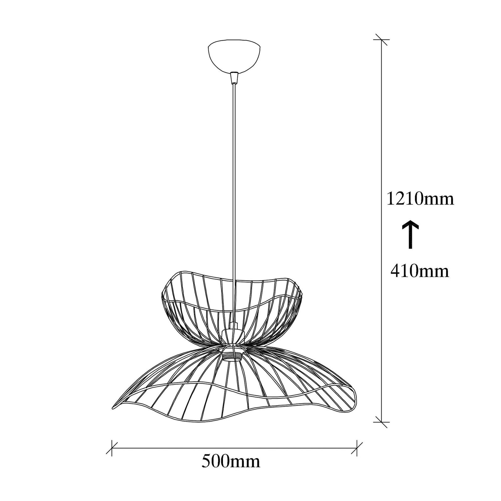 Farac 6390 hanglamp, zwart, metaal, Ø 50 cm