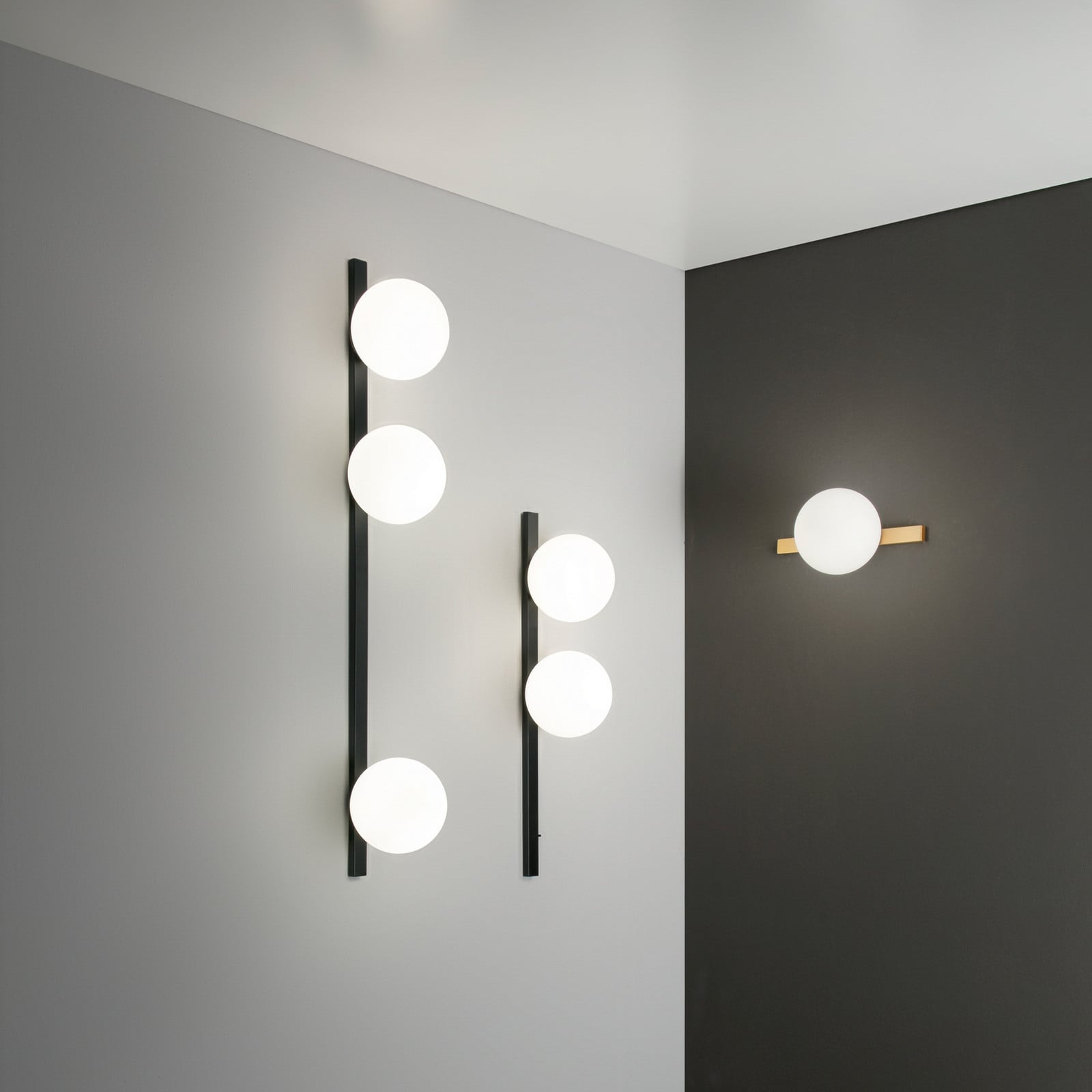Luce Ambiente Design Aplică de perete Enoire înălțime 90 cm negru metal/sticlă cu 3 becuri - Camera de zi / sufragerie - Modern - negru alb