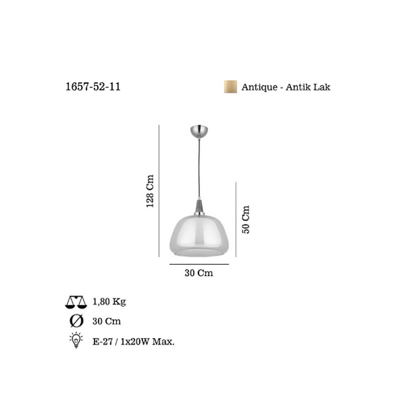 Hängelampe Ermo, weiß/klar, messing, Ø 30 cm, Glas/Metall günstig online kaufen