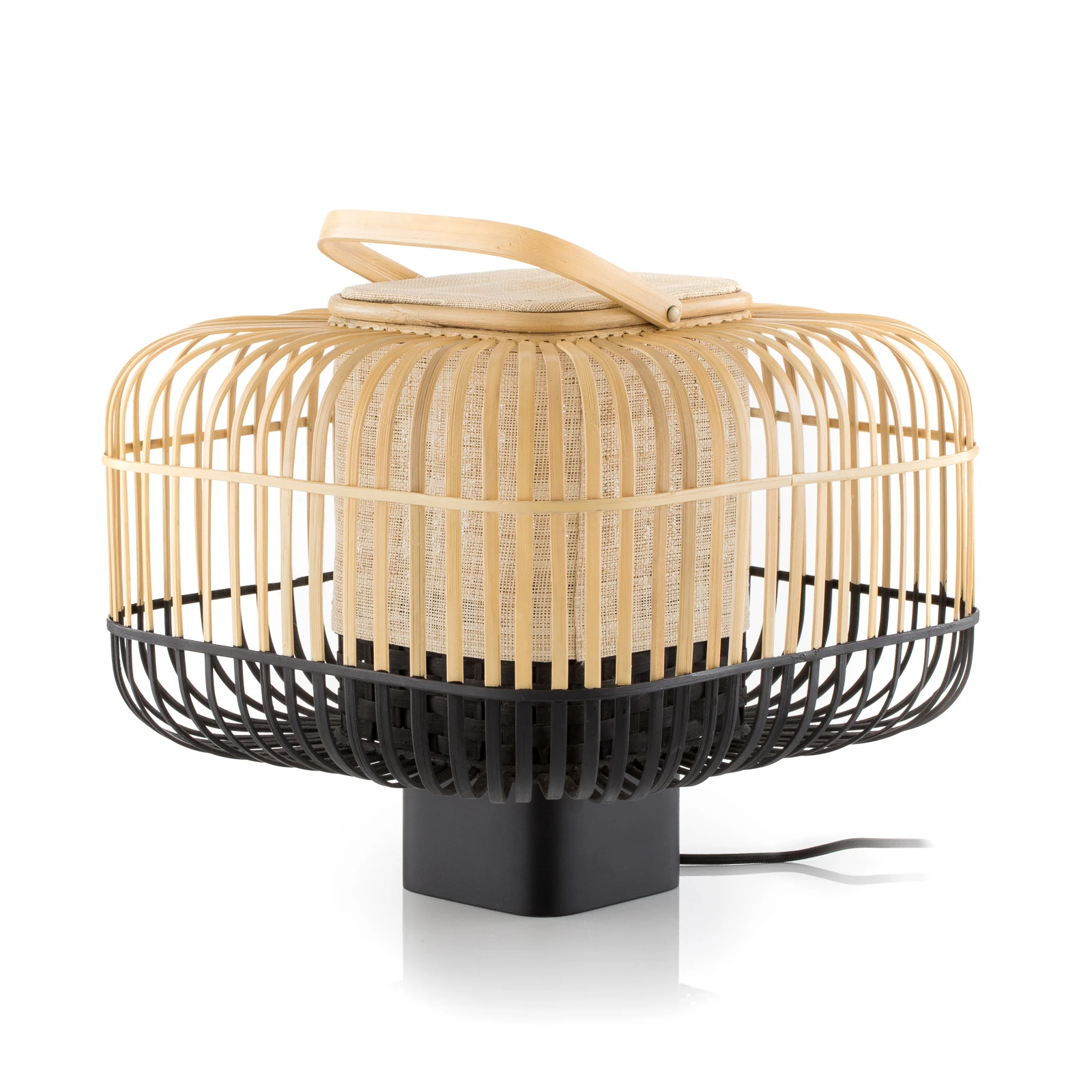Forestier Bamboo Square S tafellamp in zwart