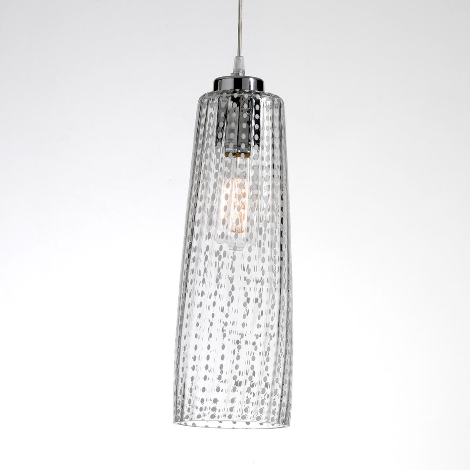 Ailati Glass hanging light Perle, transparent lampshade, for Living / Dining Room, glass, metal, E27, 70 W, energy efficiency: A++, H: 42 cm