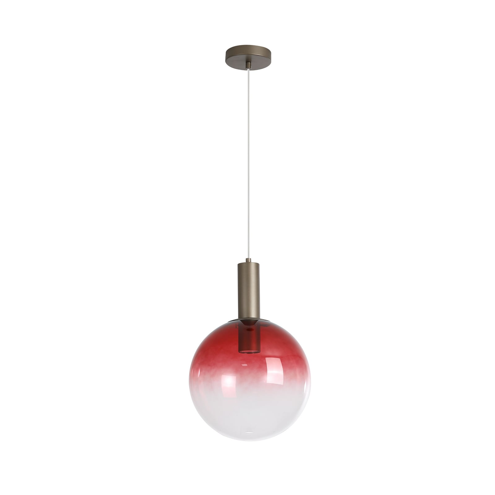 Hanglamp Ombre, bolvormig, rood/wit, Ø 30 cm, glas