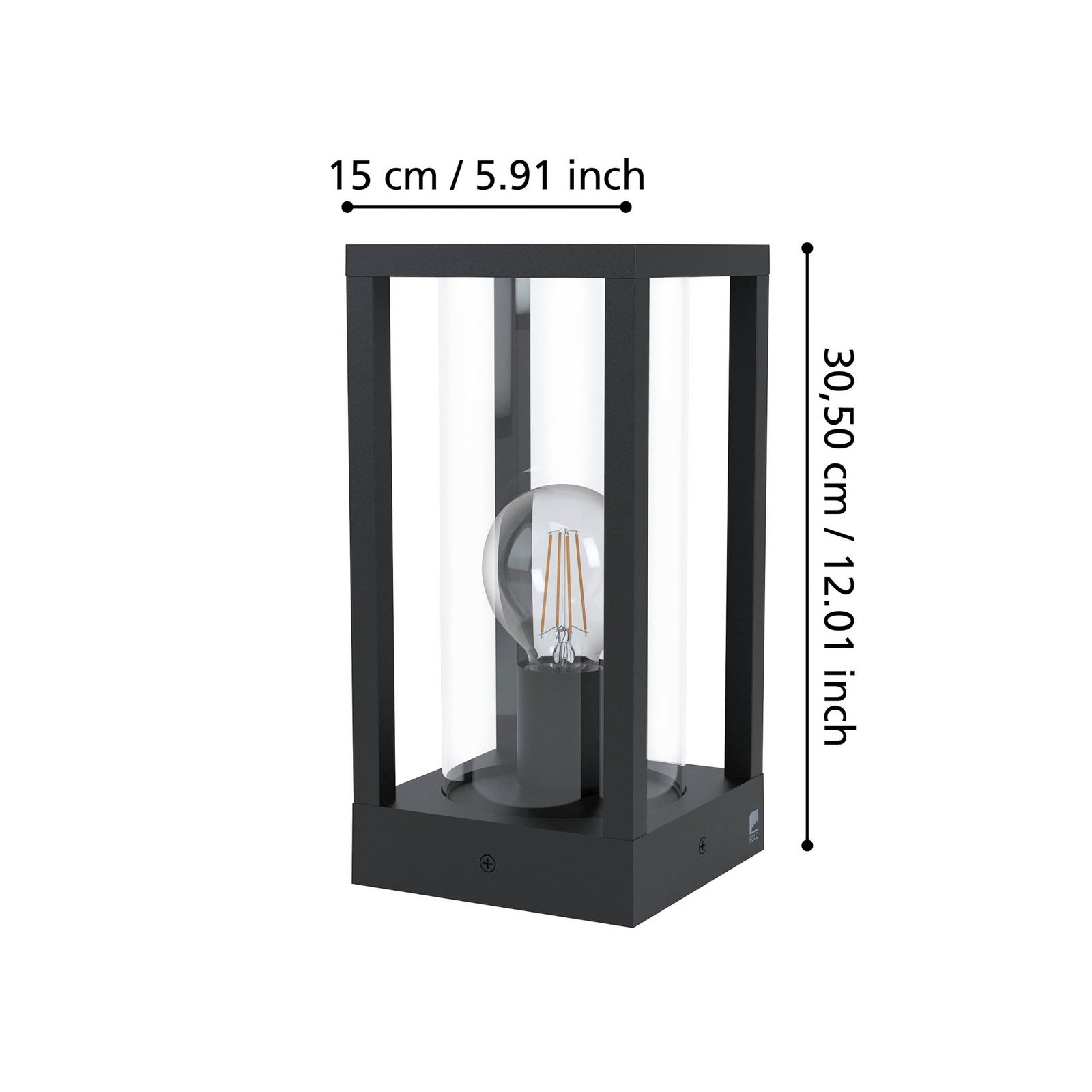 Außenwandlampe Cascinetta, Breite 15 cm, schwarz, Metall