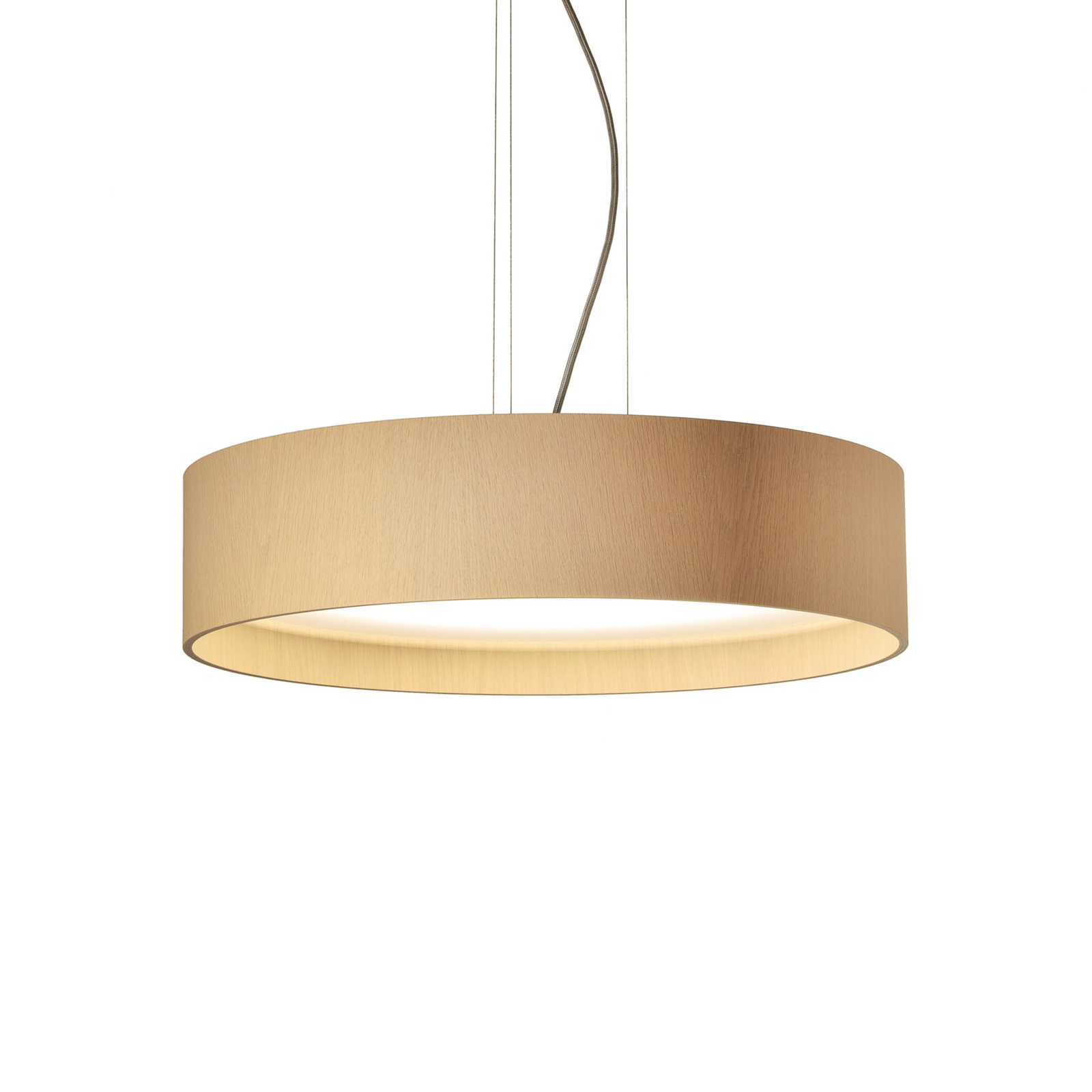LED hanglamp LARAwood L, wit eiken, Ø 55 cm