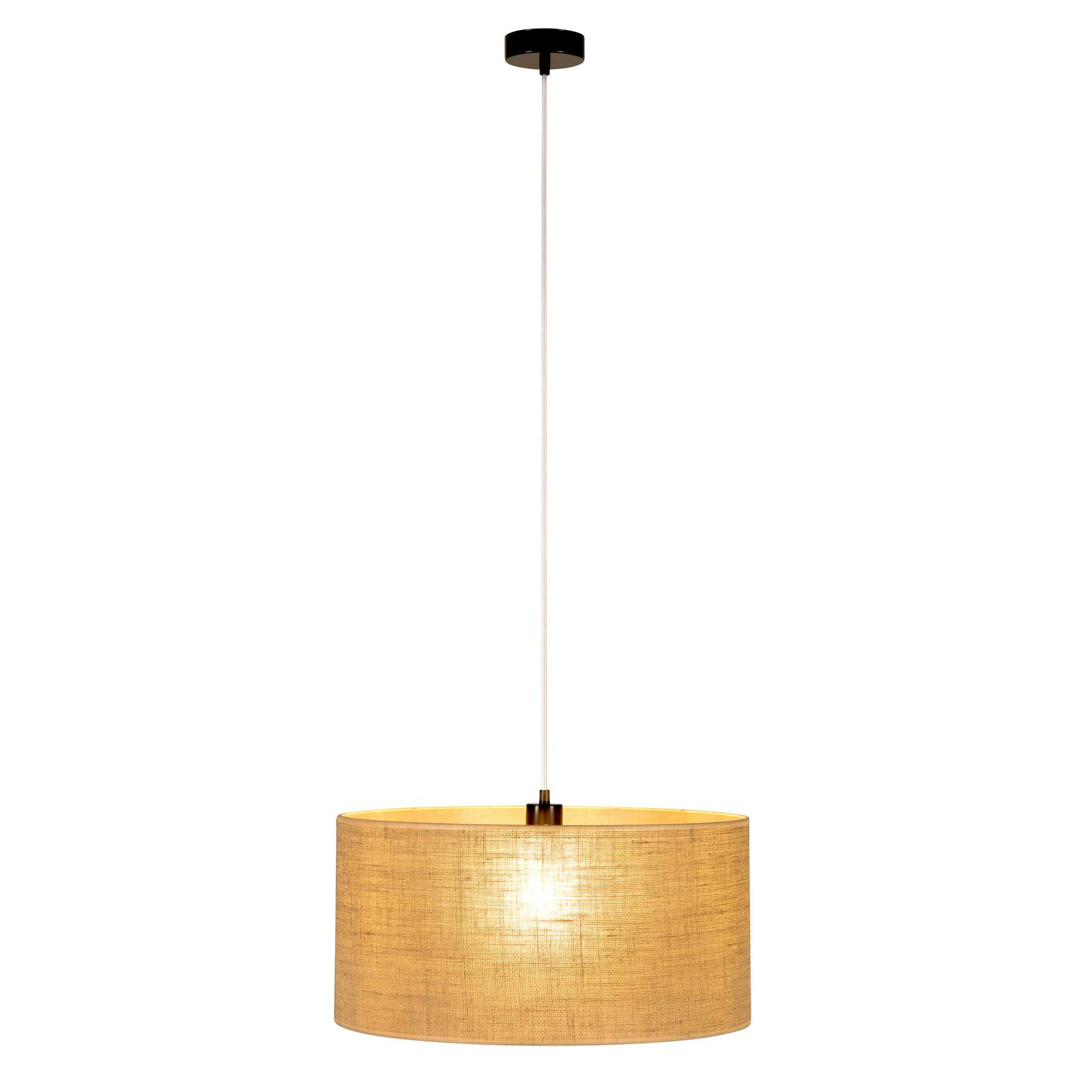 Jute pendant light with a round jute lampshade Lights.co.uk