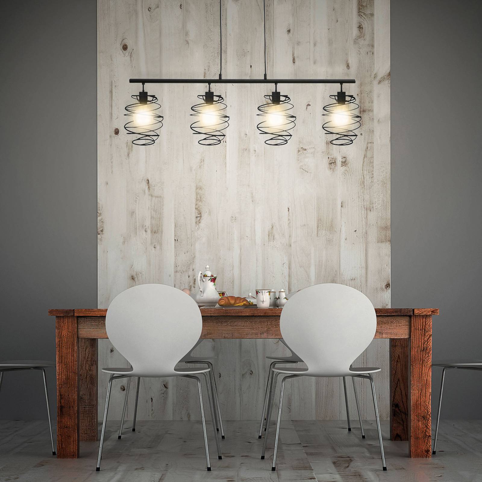 Brilonger Black Steel 4871 hanging light, four-bulb | Other metals