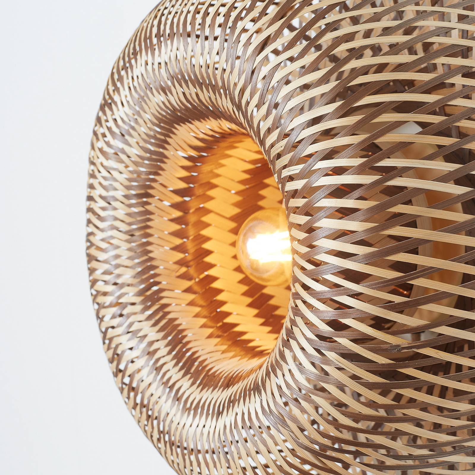 GOOD & MOJO Lampa ścienna Barbados, brązowa Ø 35 cm Bambus Wtyczka