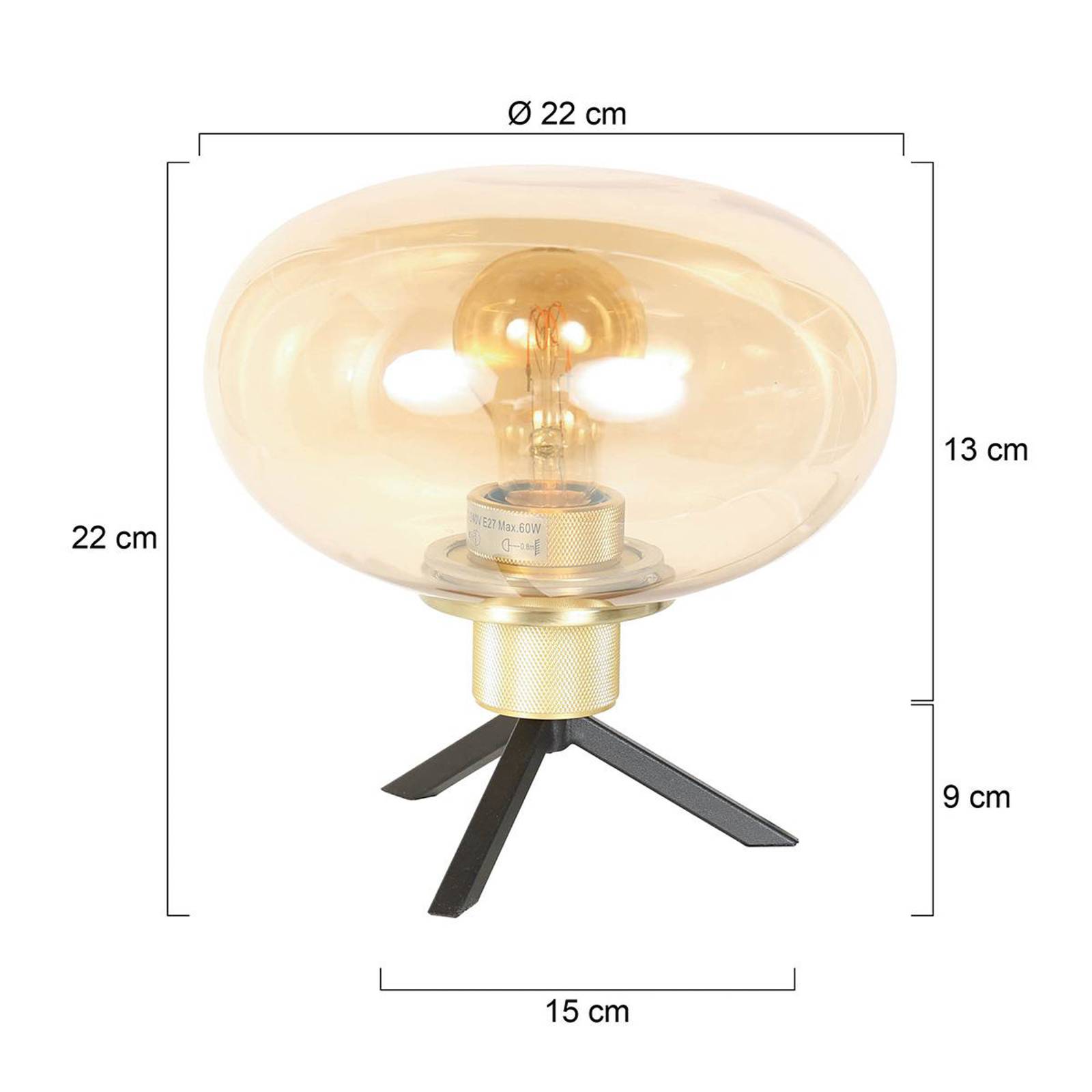 Steinhauer Bordslampa Reflexion Ø 22 cm mässingsfärgad glas