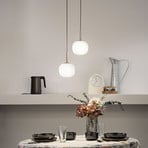 Hängelampe Eris, Länge 26 cm, braun/weiß, Metall/Glas 2-flg.