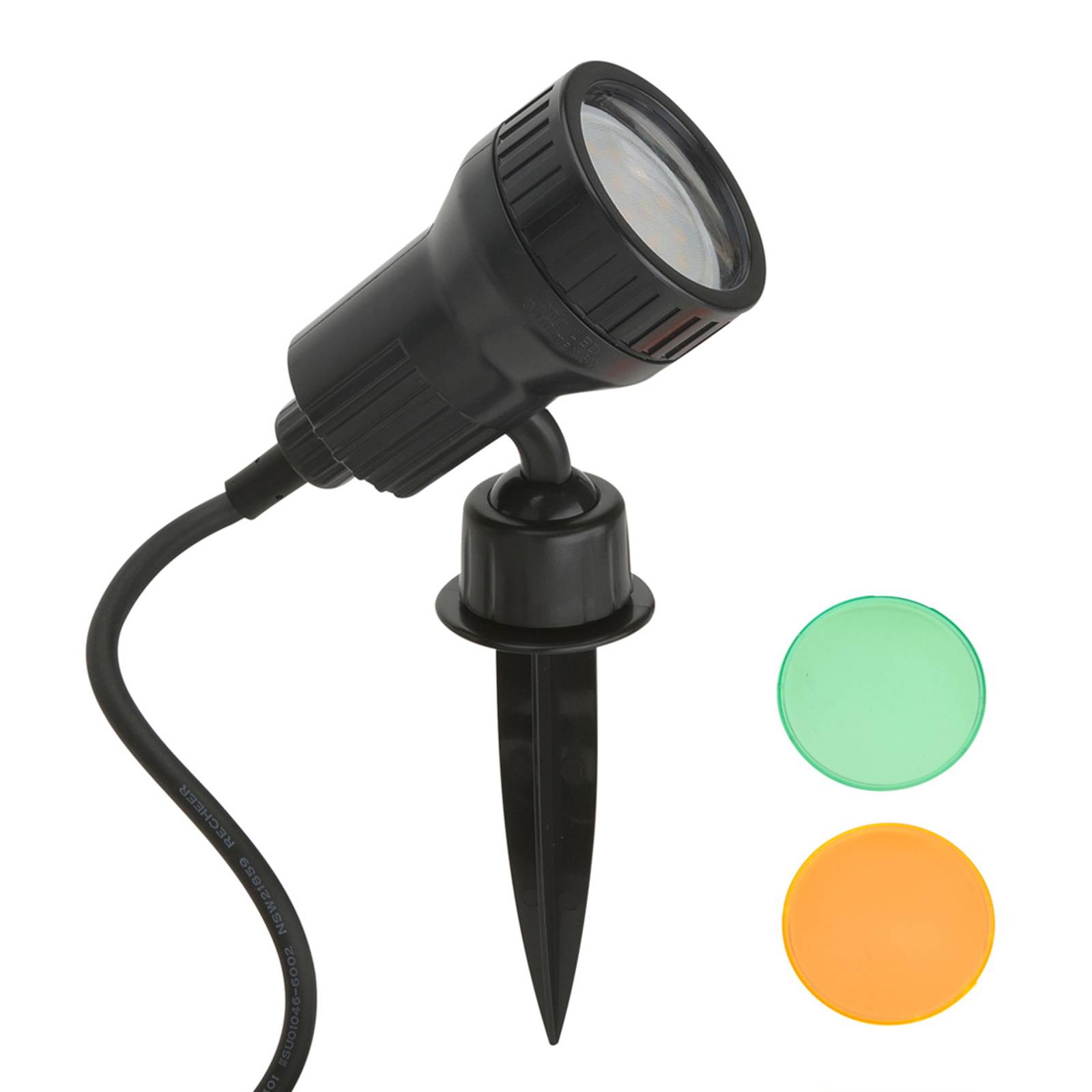 Briloner Terra LED prikspot inclusief kleurenfilter - zwart - Kunststof - buitenlamp
