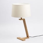 Memphis LT table lamp, wood and fabric, white