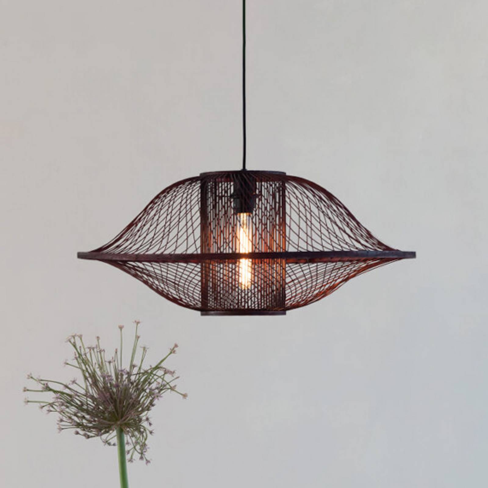 GOOD & MOJO Suspension Maui, rouge, Ø 70 cm, bambou, E27