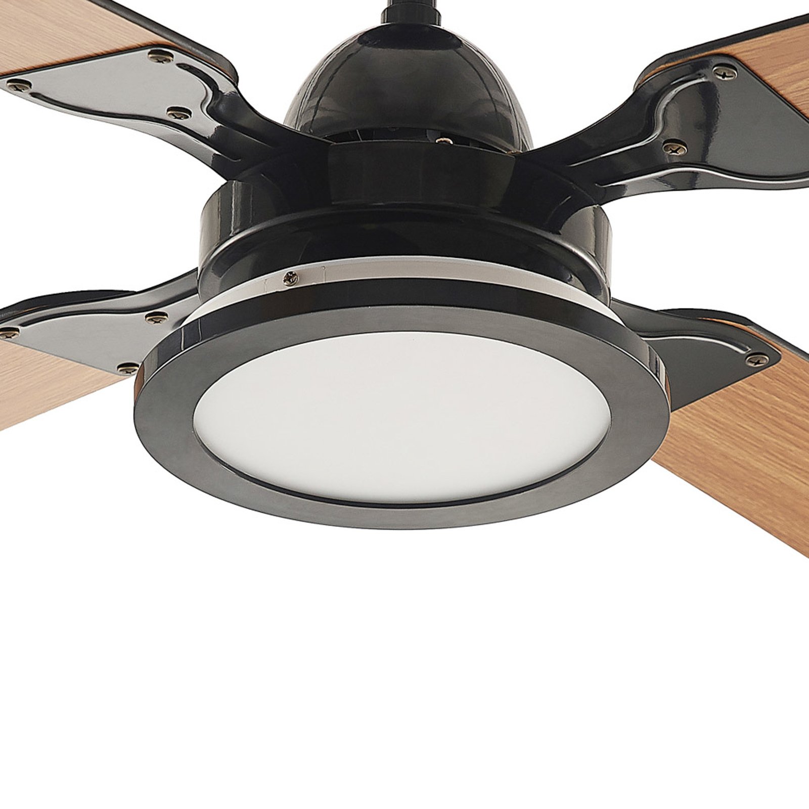 Lucande LED-Deckenventilator Tedric, schwarz, leise, 133 cm