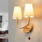 Zidna svjetiljka Paola 2 žarulje zlatna s tekstilnim sjenilima