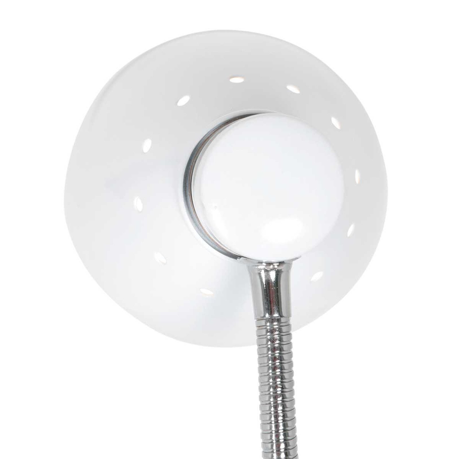 Lampe à poser Spring, blanc, métal, bras flexible, avec interrupteur