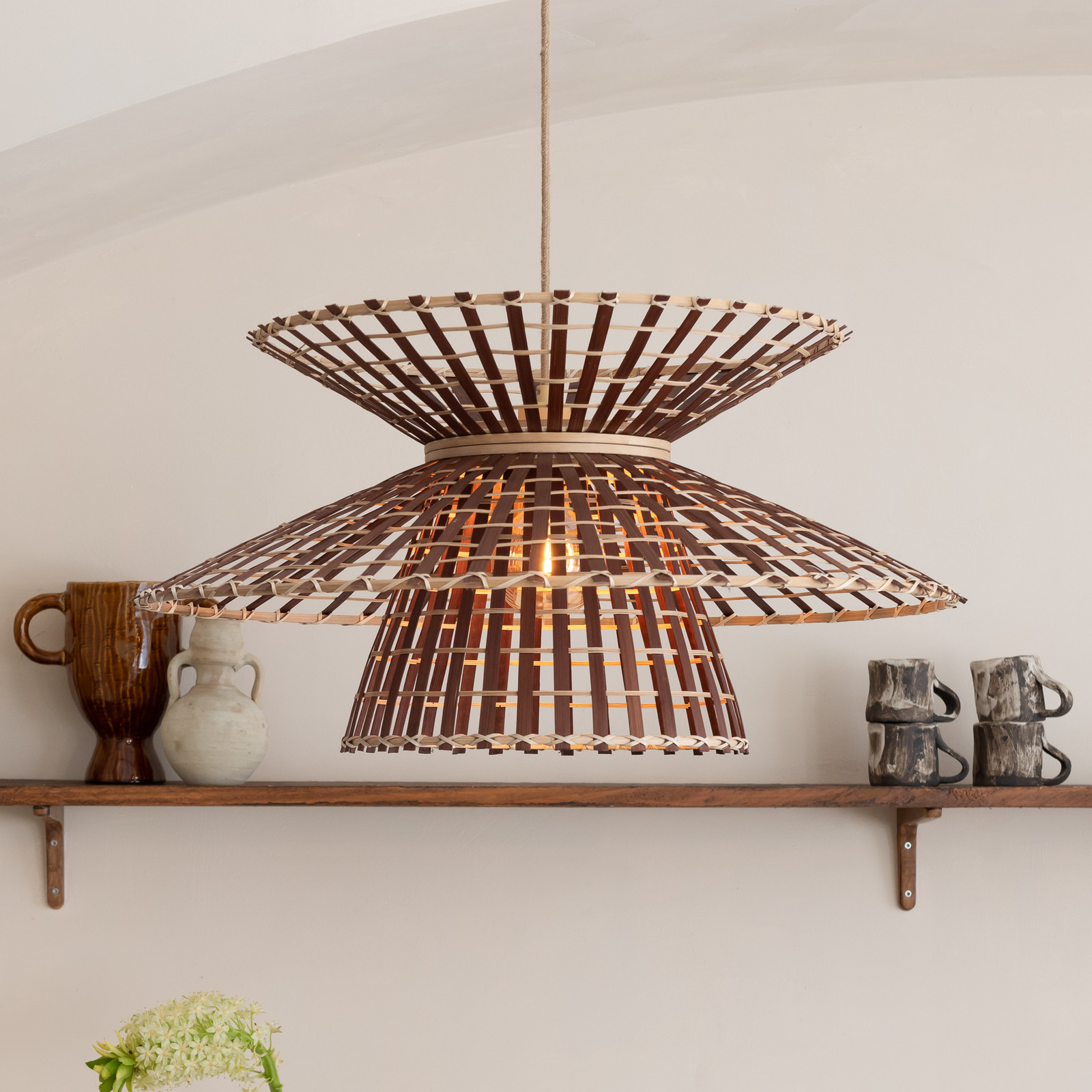 GOOD & MOJO Lampă suspendată Machu Picchu maro Ø 57 cm bambus - Camera de zi / sufragerie - bambus natural maro - Bamboo